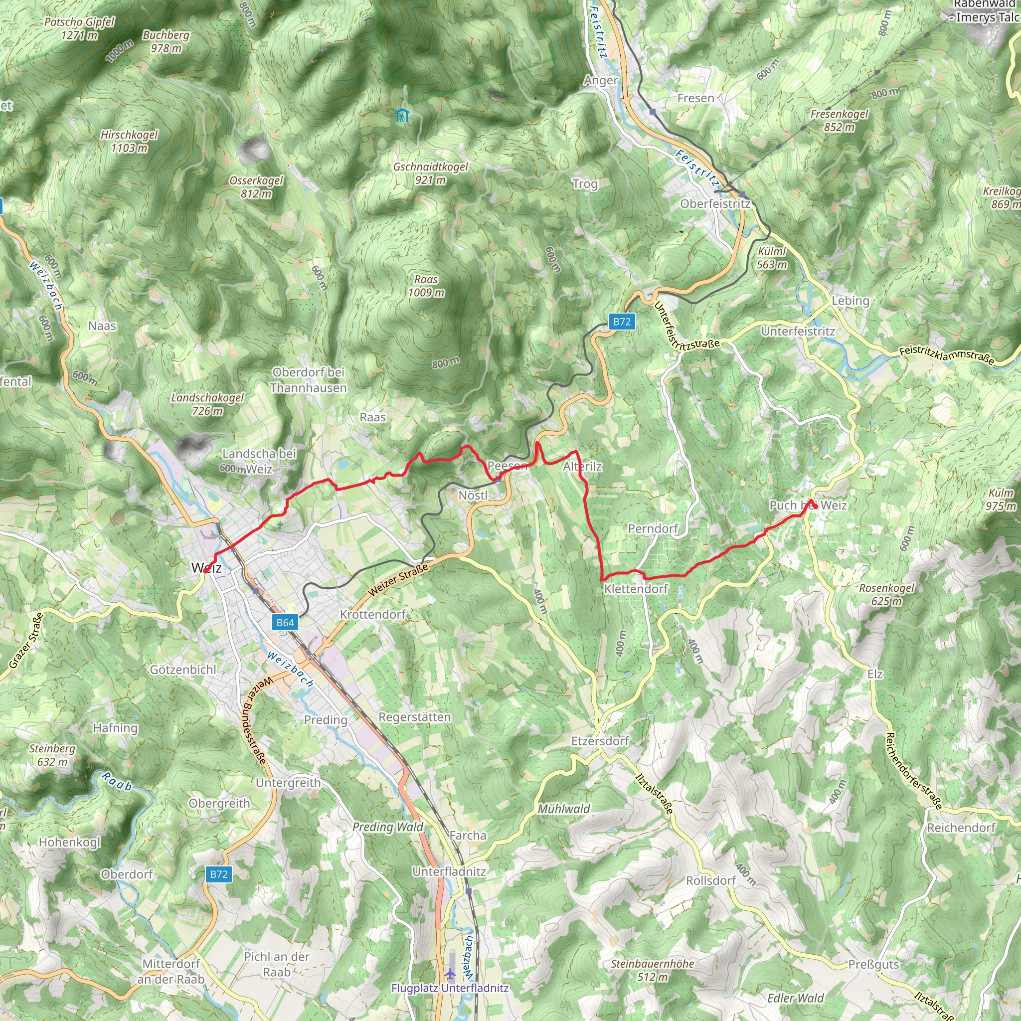 Weiz to Puch mobile static map