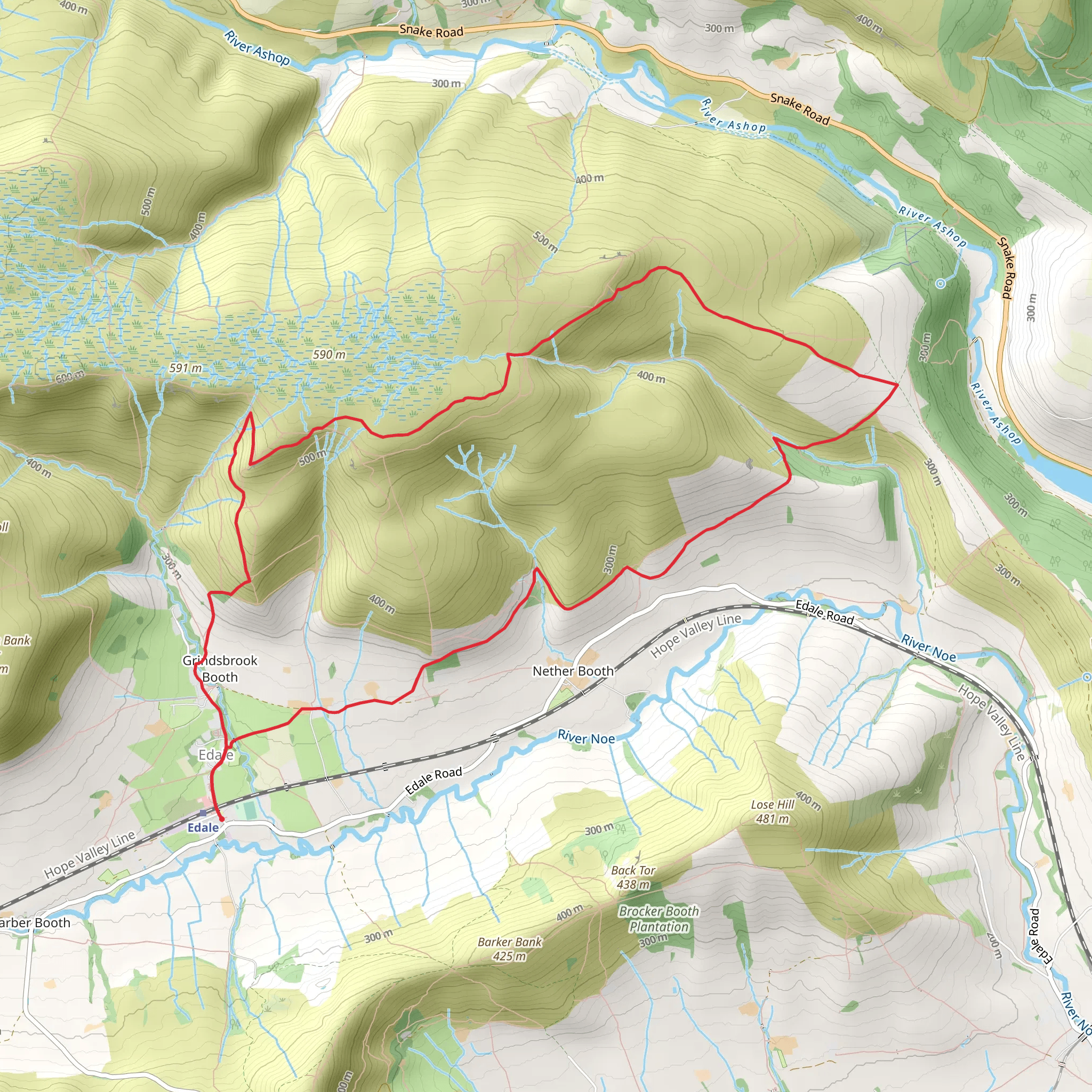 Hope Cross and Ringing Roger from Edale mobile static map