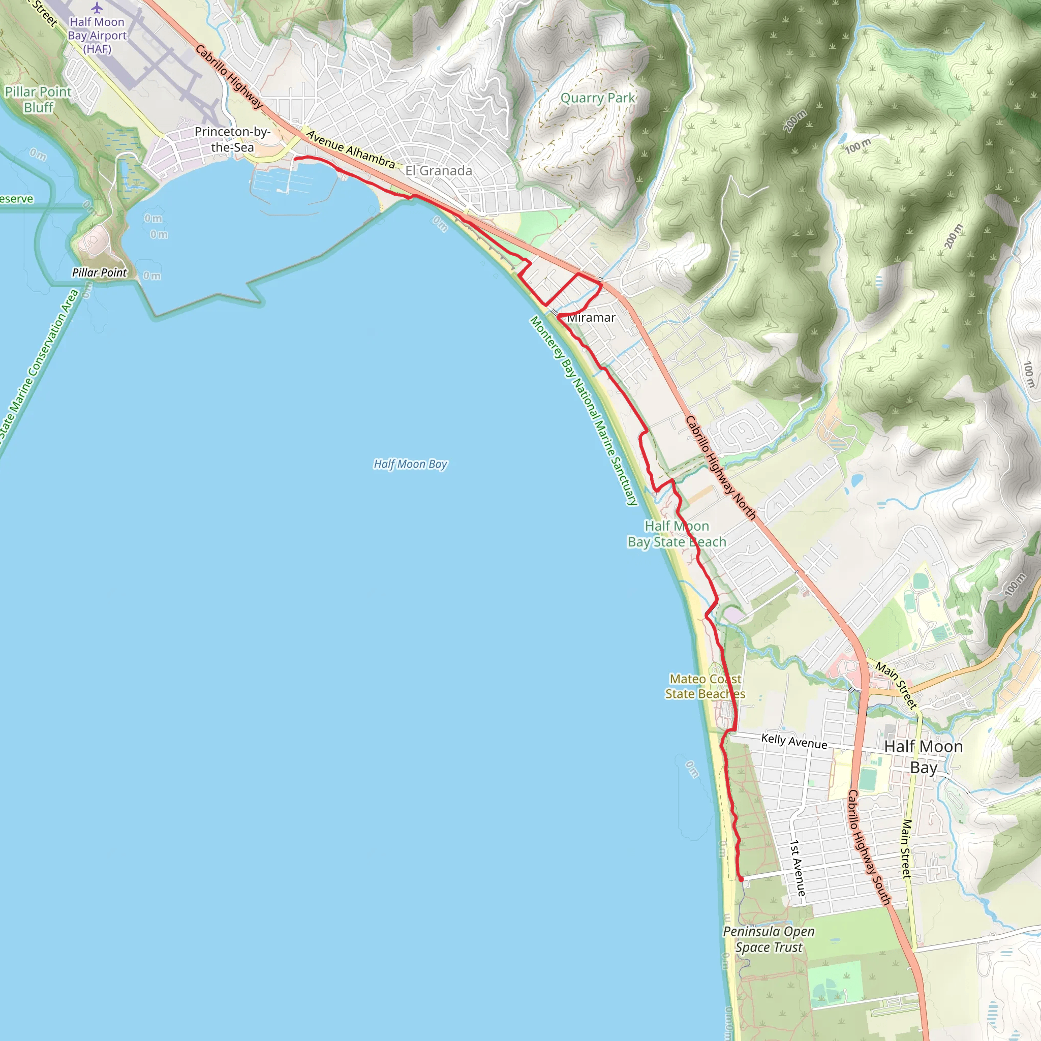 California Coastal Trail from Poplar Street mobile static map