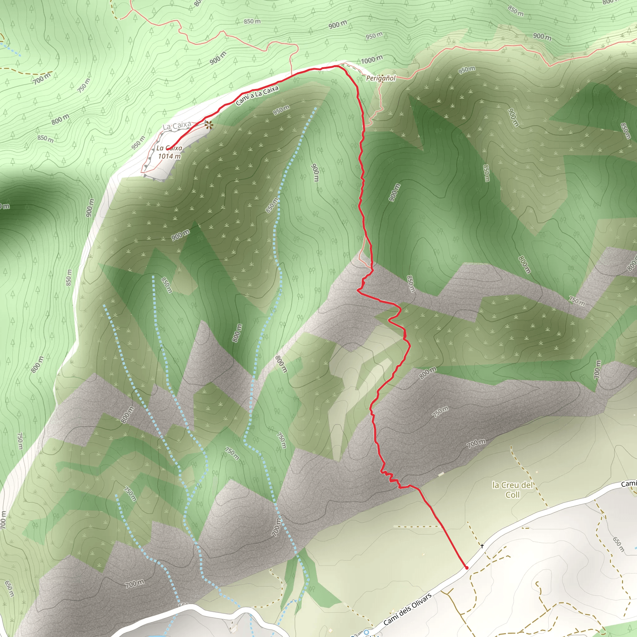 Ascension to Perigañol and La Caixa PR TE 152 mobile static map