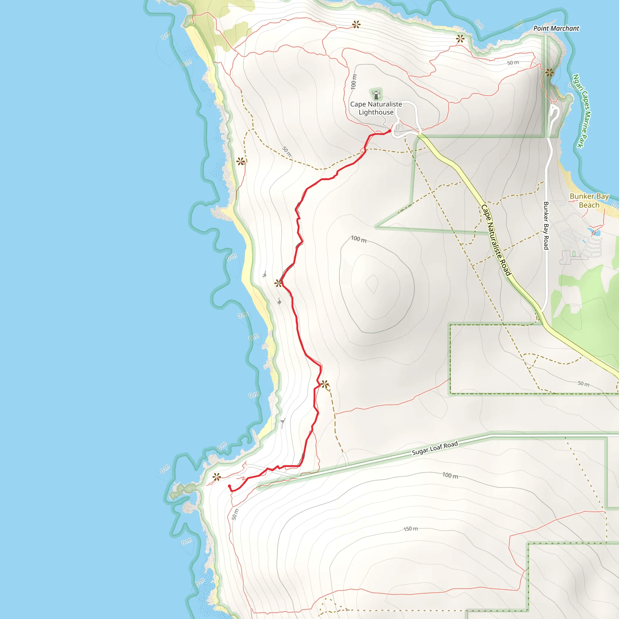 Cape Naturaliste to Sugarloaf Rock mobile static map