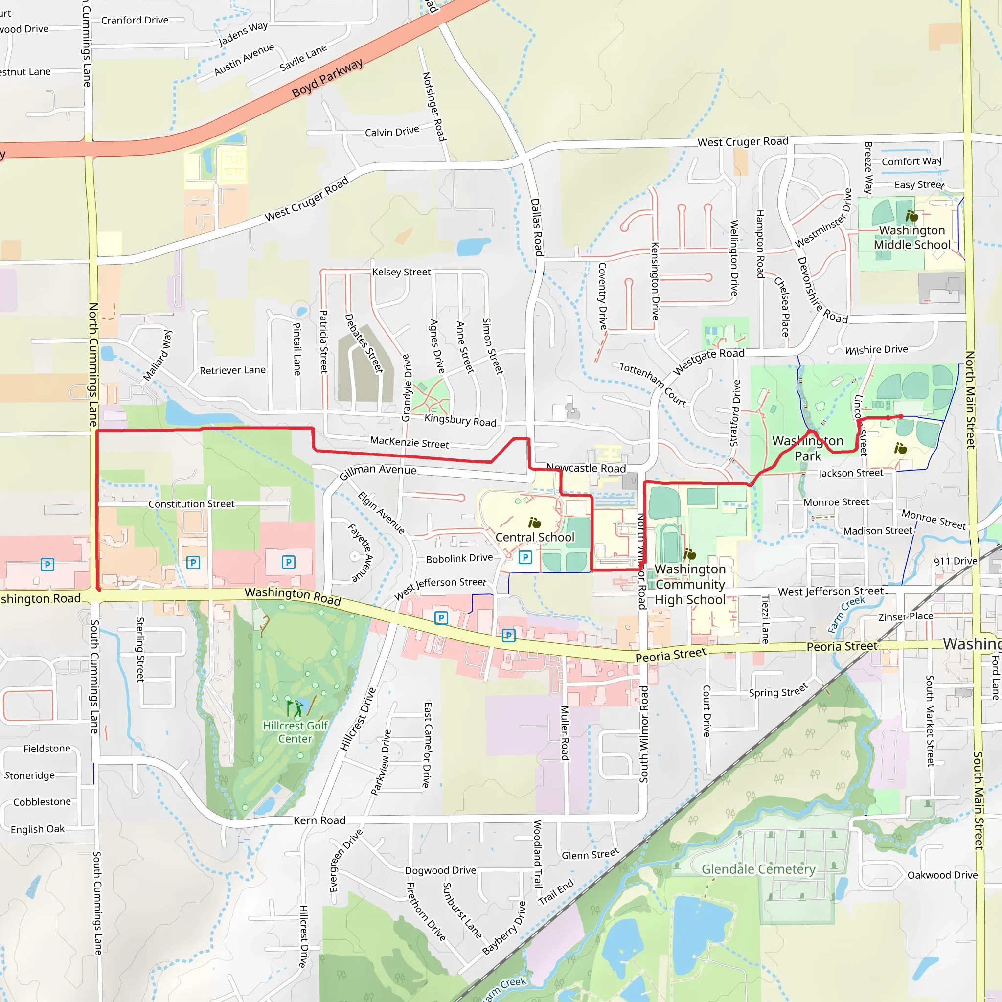 Washington Recreational Trail in Washington Park mobile static map