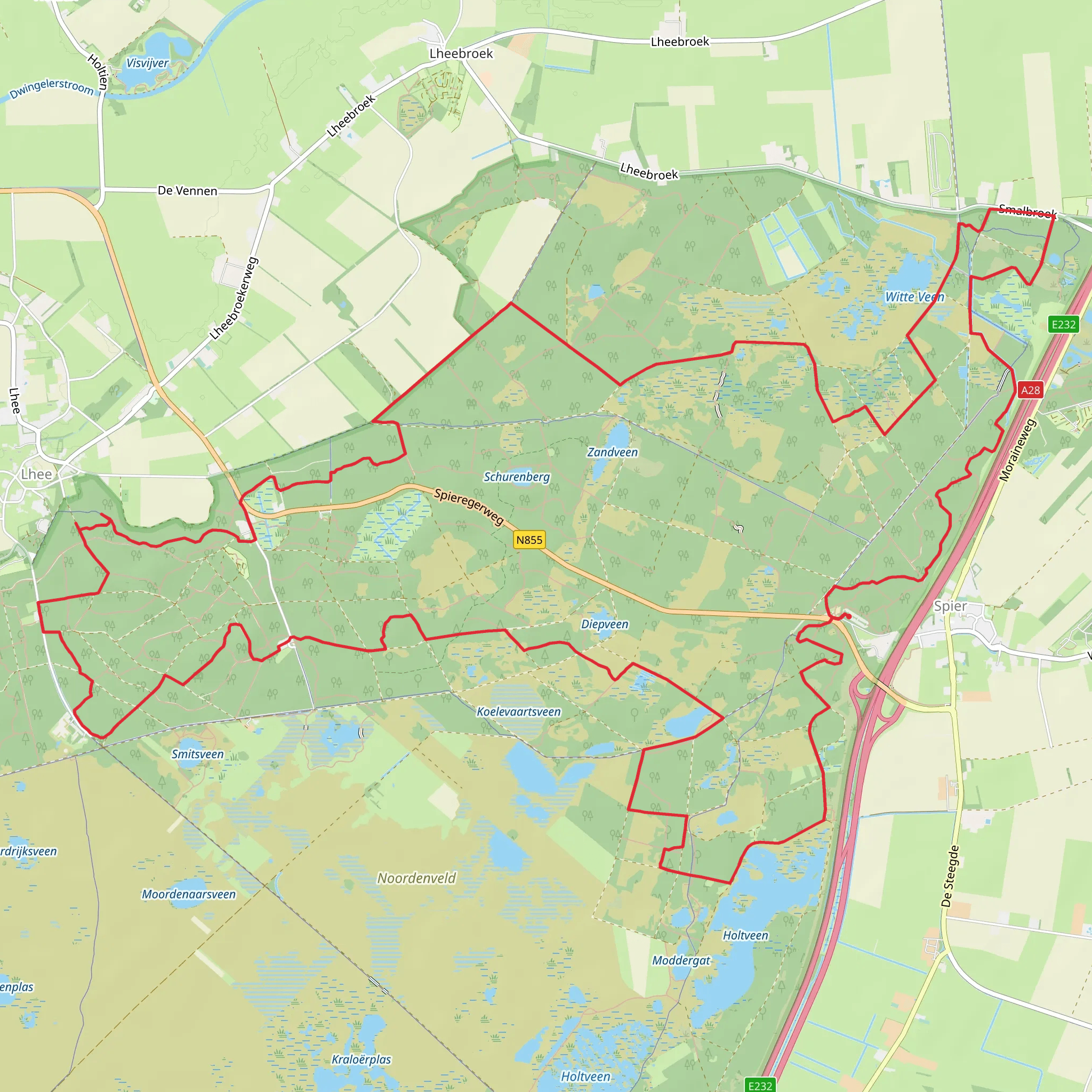 Witte Veen, Lheederzand and Holtveen Loop mobile static map
