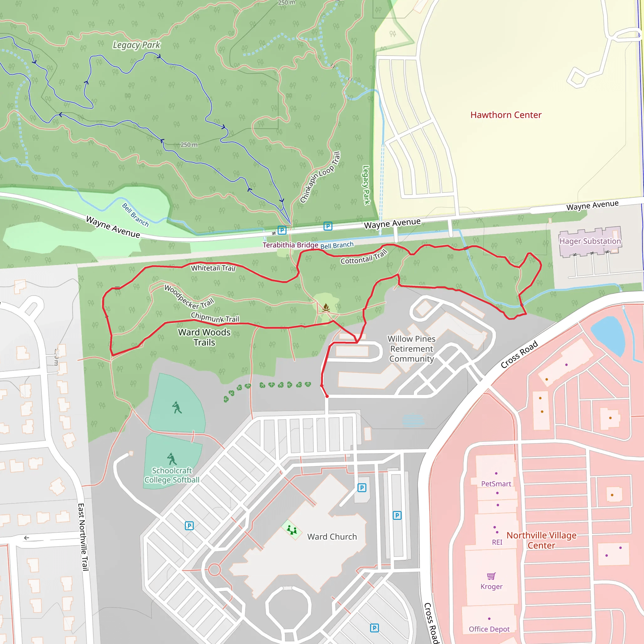Ward Woods Loop mobile static map