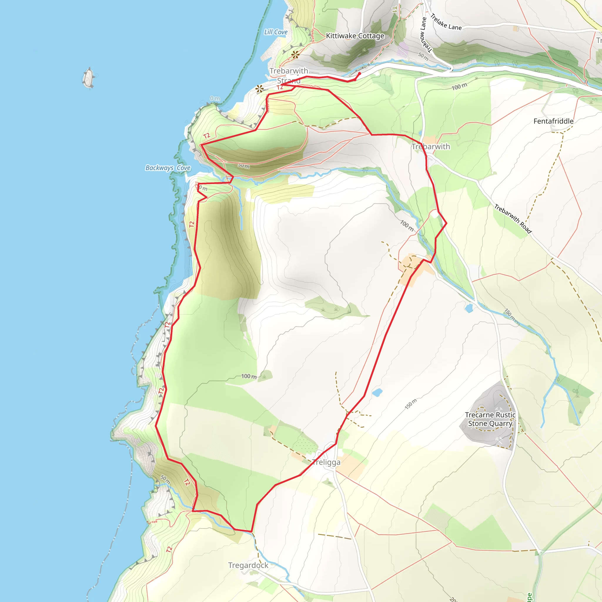 Treligga and Trecarne Walk mobile static map