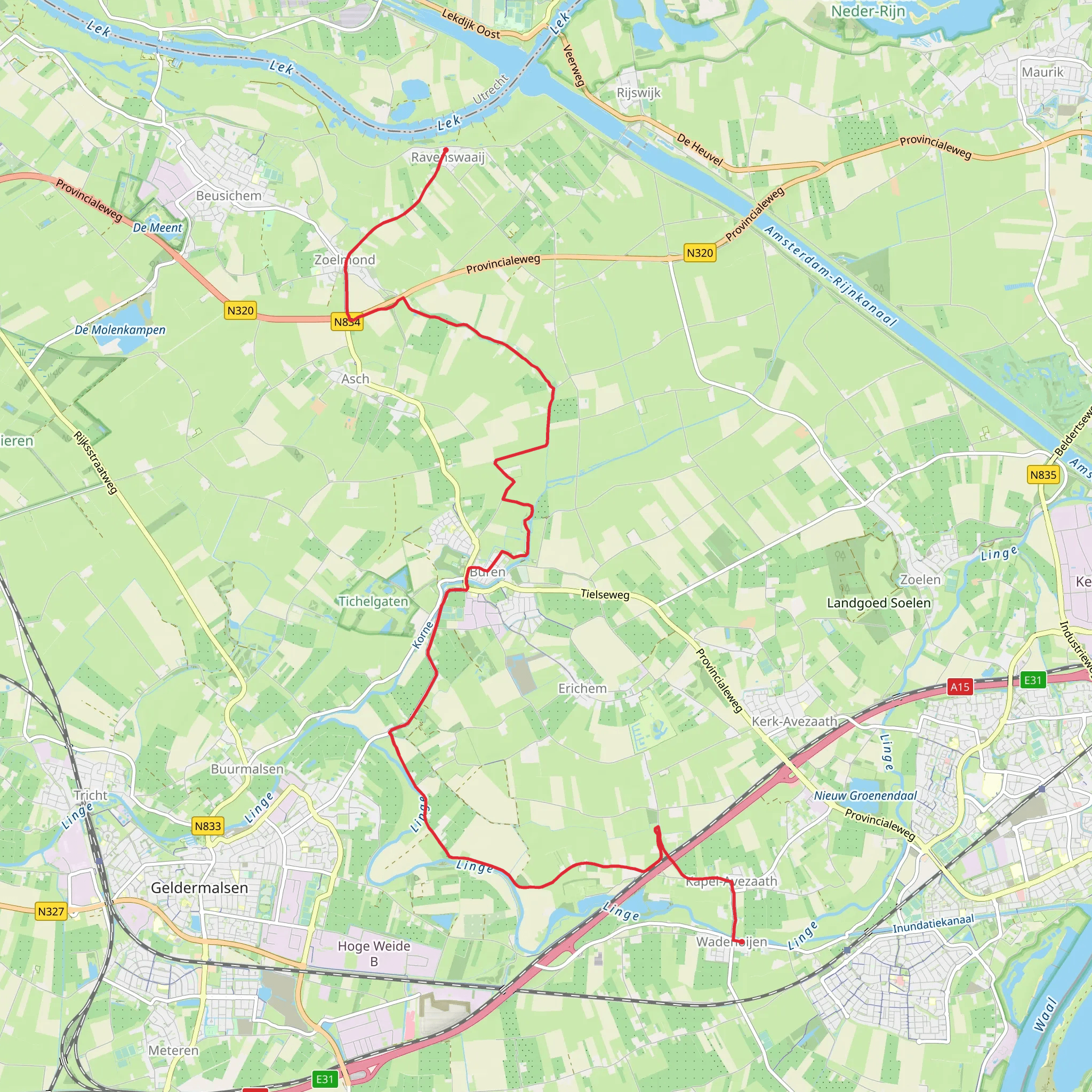 Donkerstraat to Kanaalbrug via De prins van Oranje mobile static map
