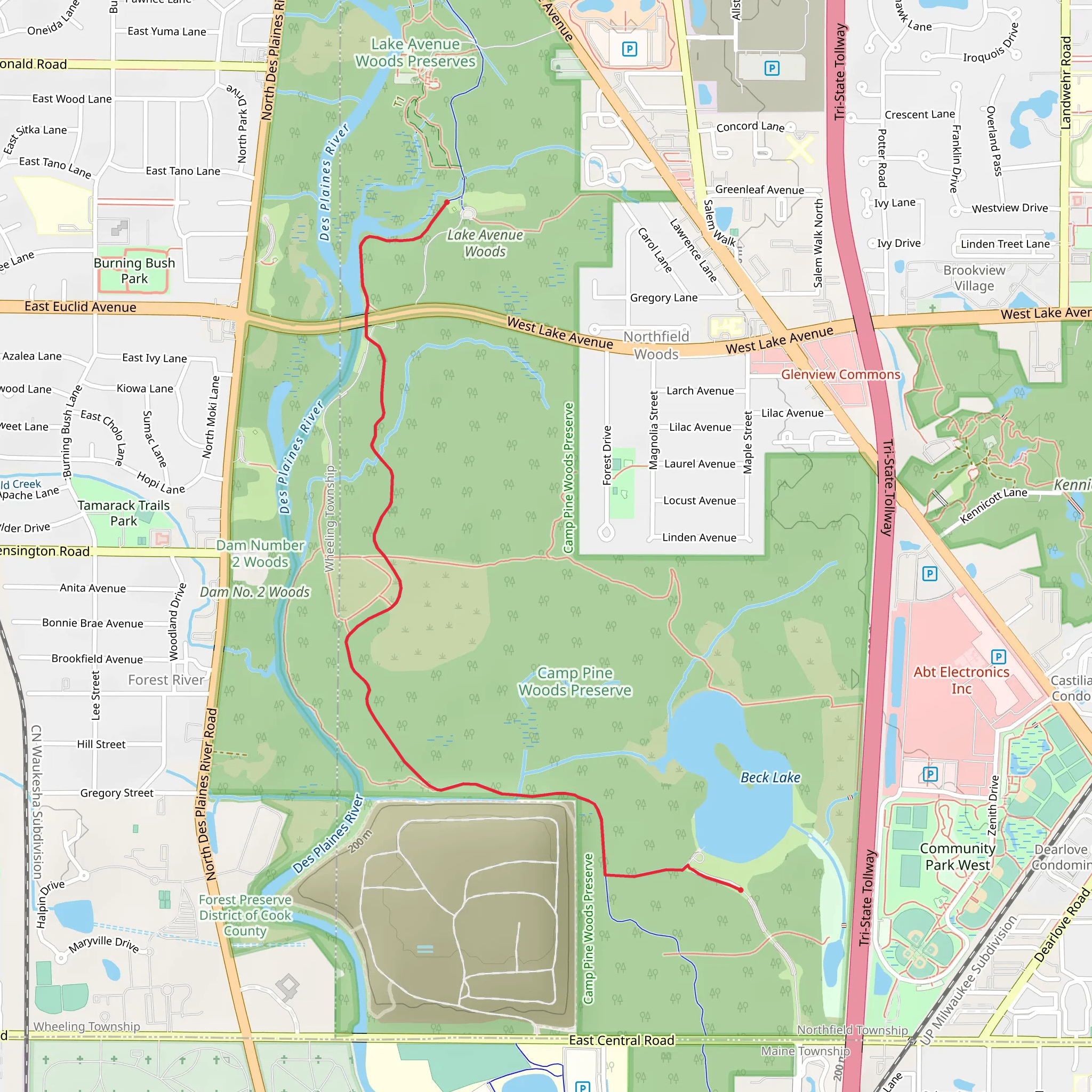 Des Plaines River Trail - Beck Lake mobile static map