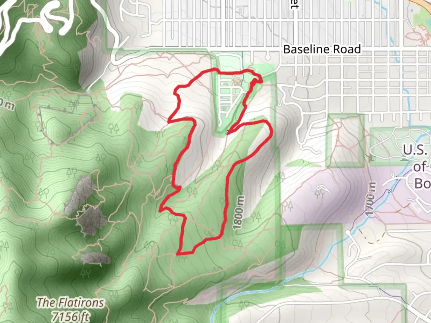 An image depicting the trail Enchanted Mesa and Chautauqua Loop Trail and its surrounding area.