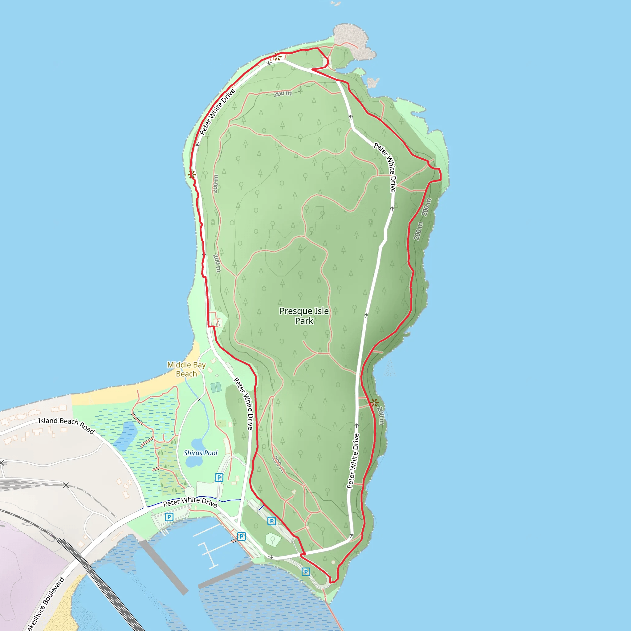 Presque Isle Park Loop mobile static map