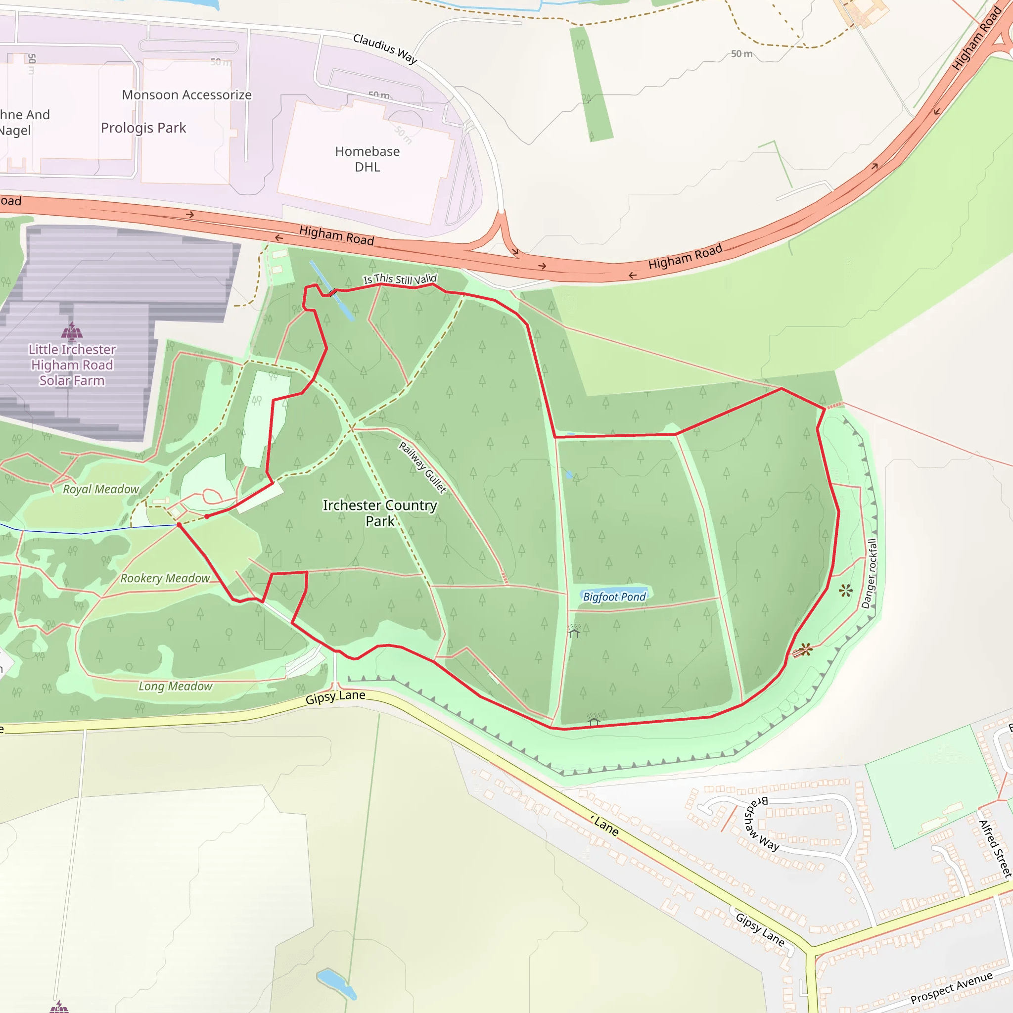 Irchester Country Park Loop mobile static map