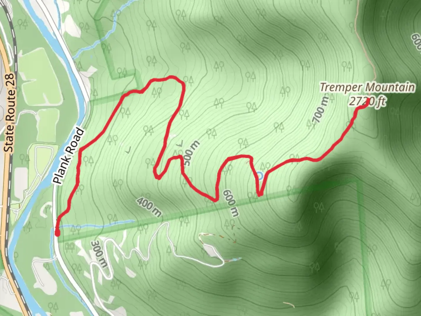 An image depicting the trail Tremper Mountain via Phoenicia Trail and its surrounding area.