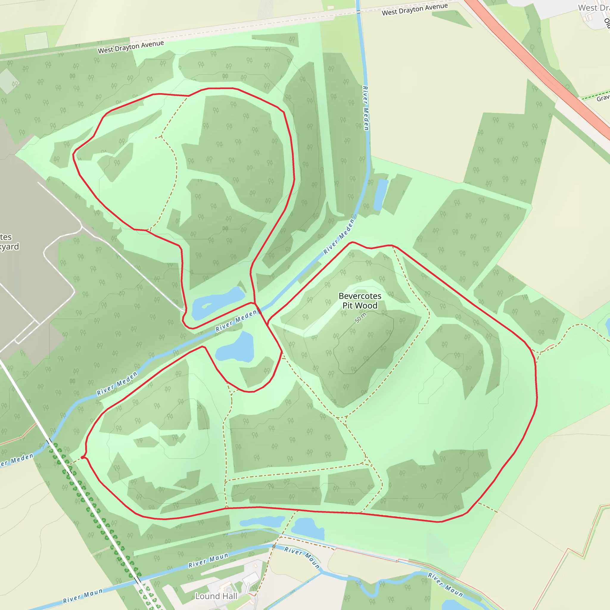 Bevercotes Pit Wood Loop mobile static map