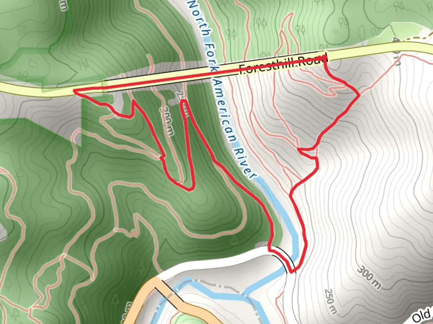 An image depicting the trail Clementine, Stagecoach and Foresthill Road Loop Trail and its surrounding area.
