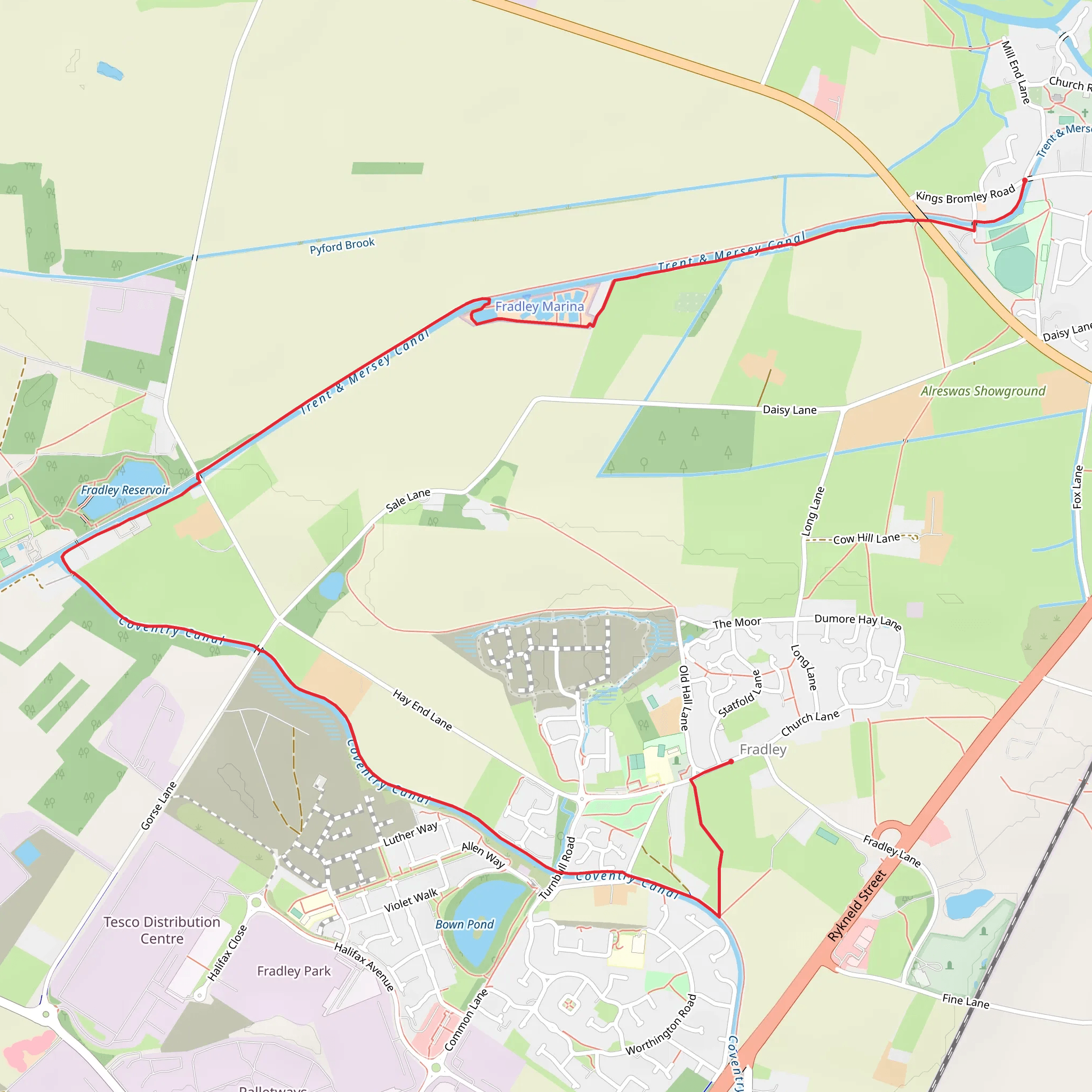 Alrewas and Fradley Junction Walk mobile static map