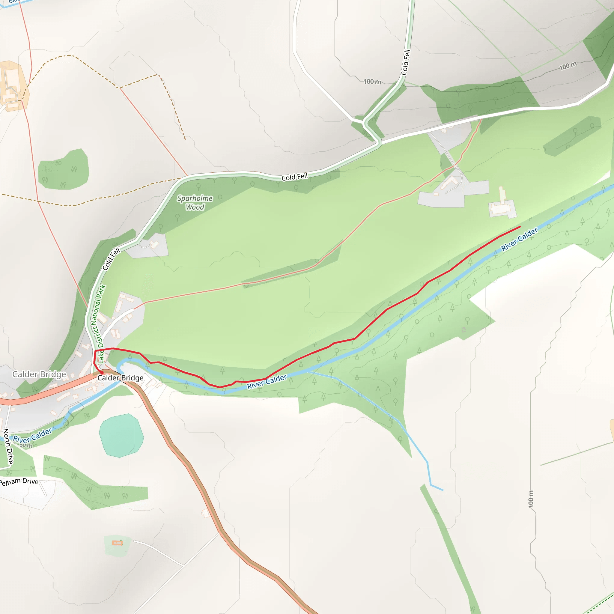 River Calder Walk via Calder Bridge mobile static map