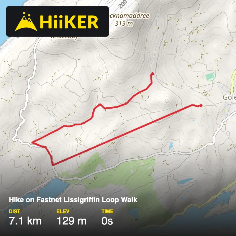 A map preview of the recording Hike on Fastnet Lissigriffin Loop Walk.