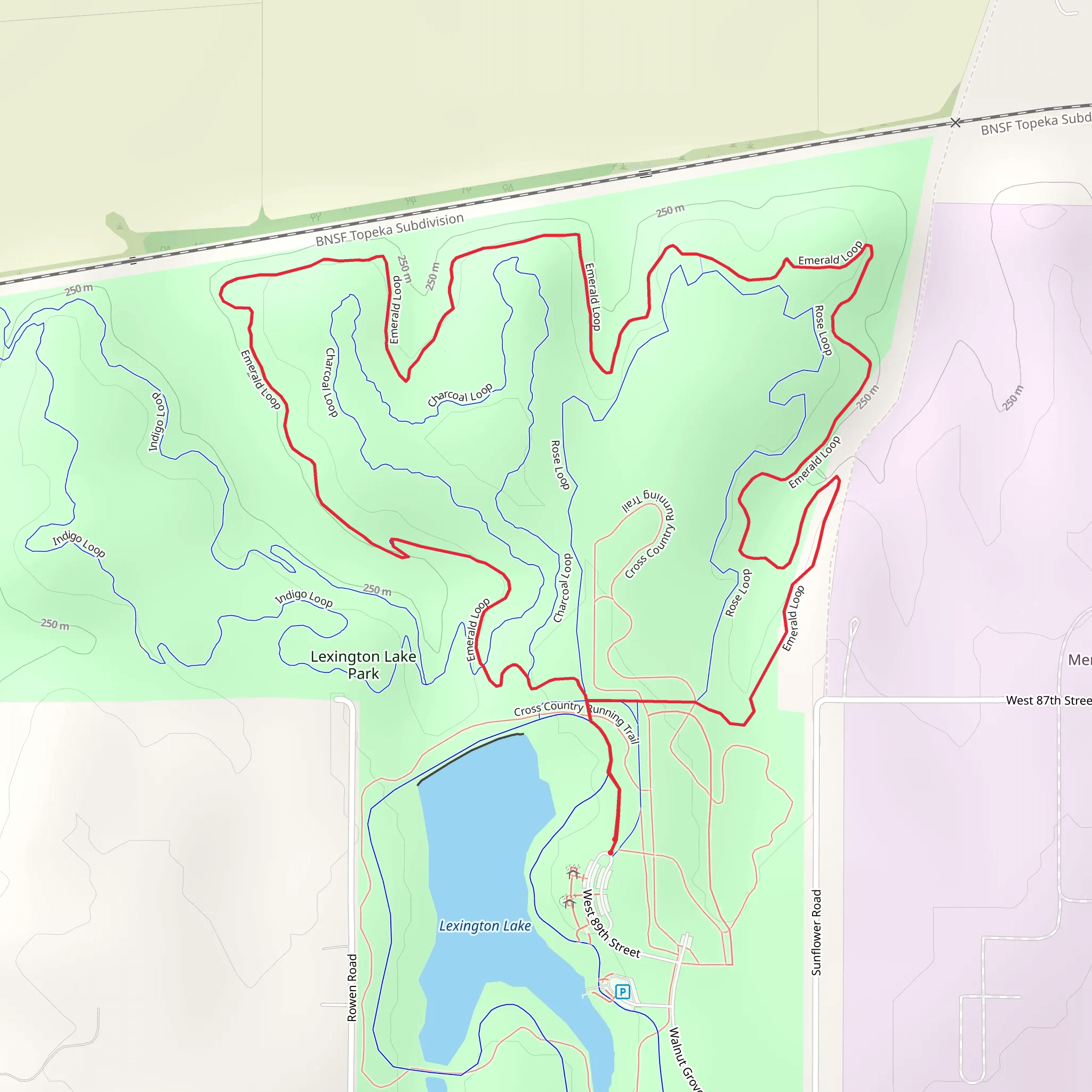 Lexington Lake Park and Emerald Loop mobile static map