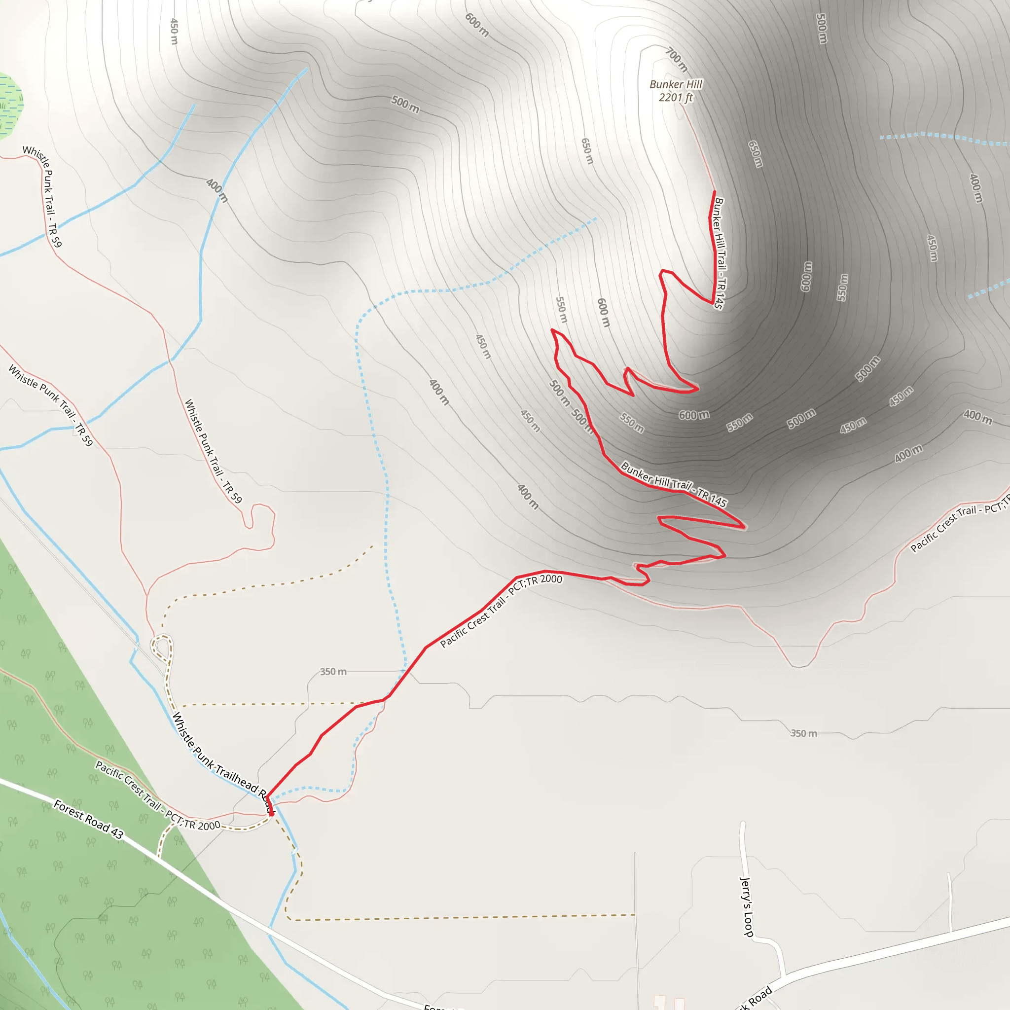 Bunker Hill Trail mobile static map