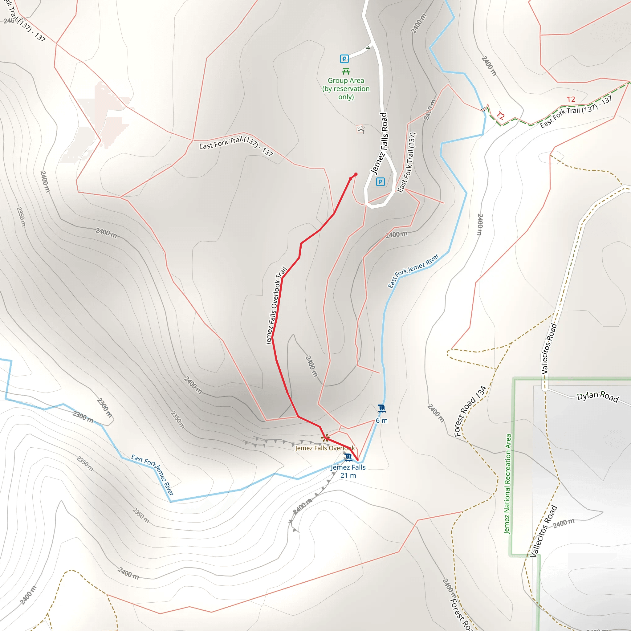 Jemez Falls Overlook Trail mobile static map