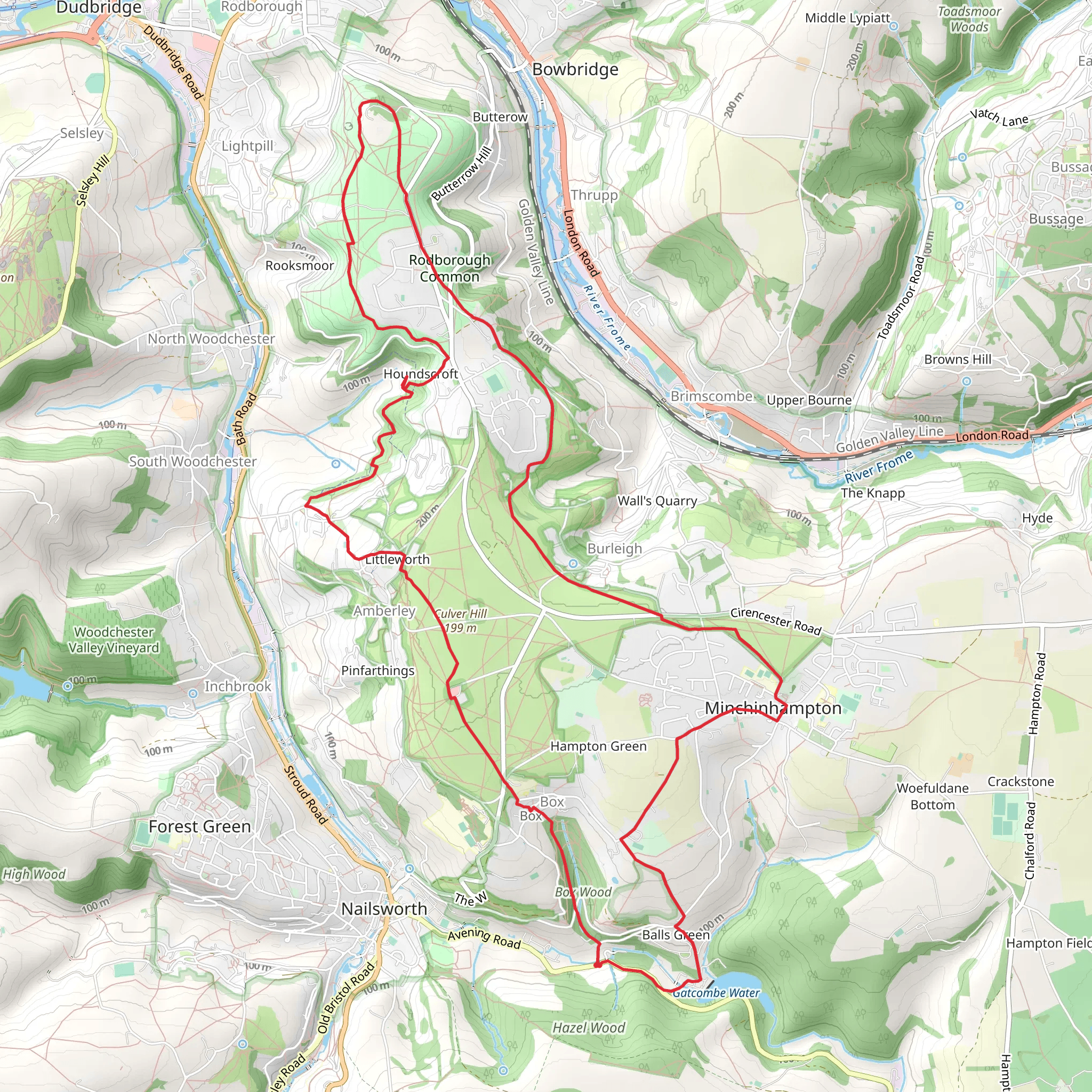 Box Wood, Rodborough Hill and Gatcombe Water Loop mobile static map