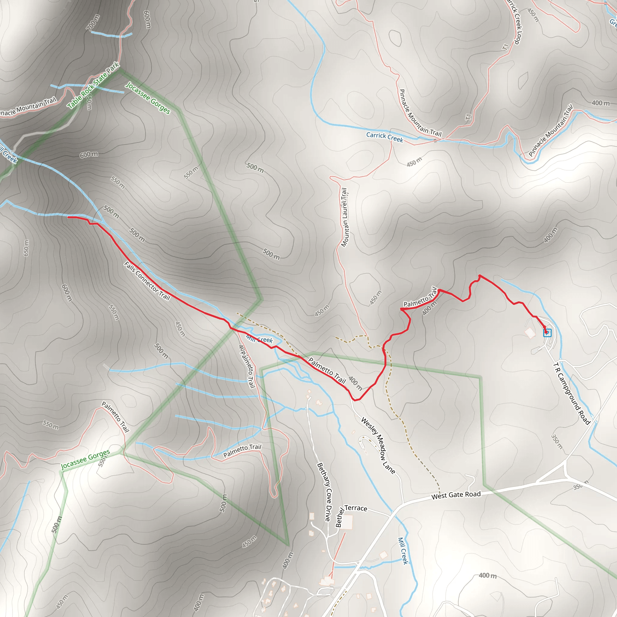 Falls Connector and Palmetto Trail mobile static map