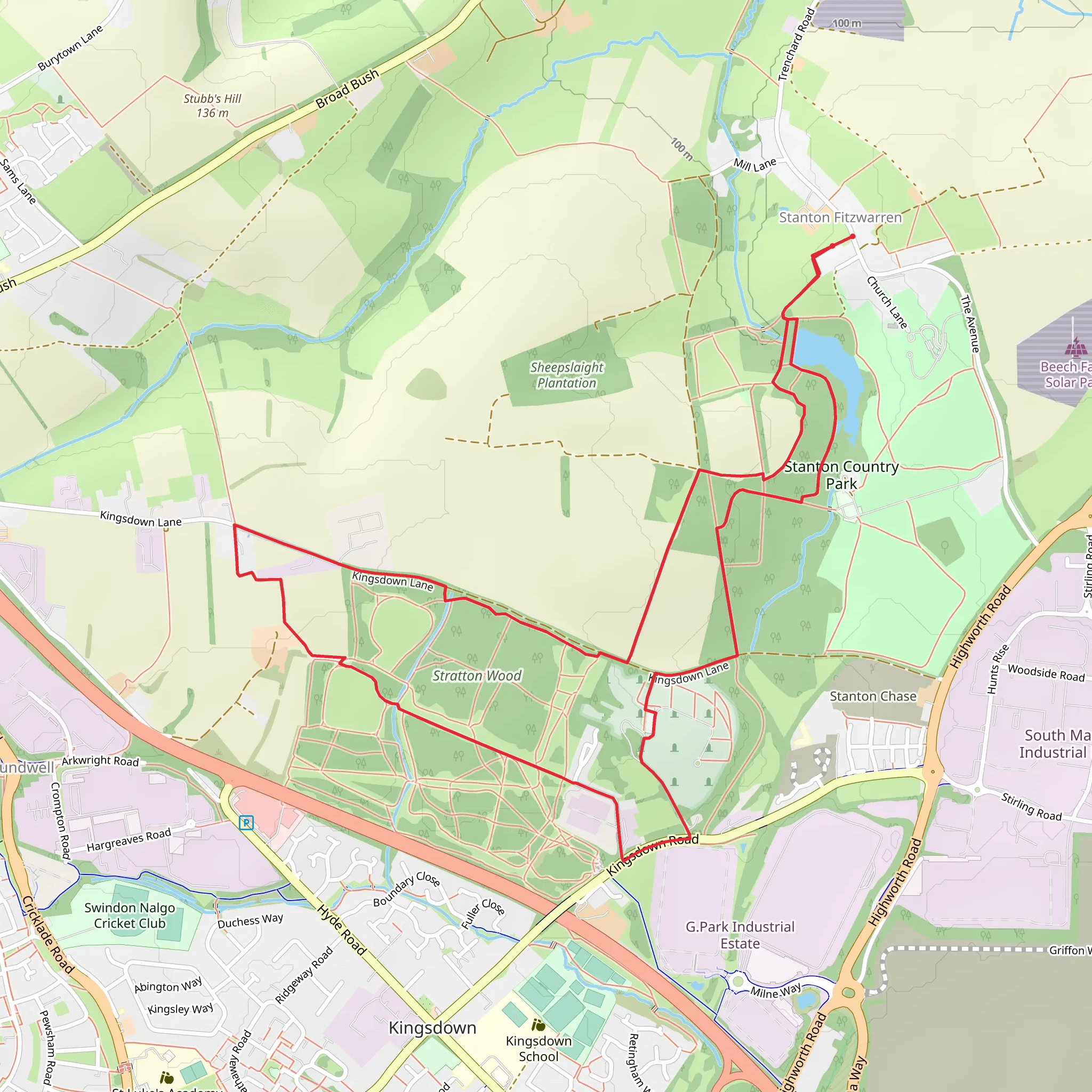Stanton Country Park Loop mobile static map