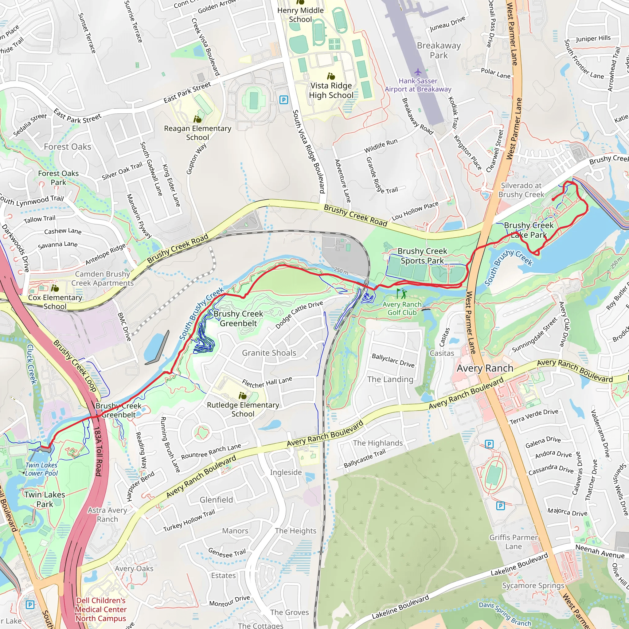 Brushy Creek Regional Park Trail mobile static map
