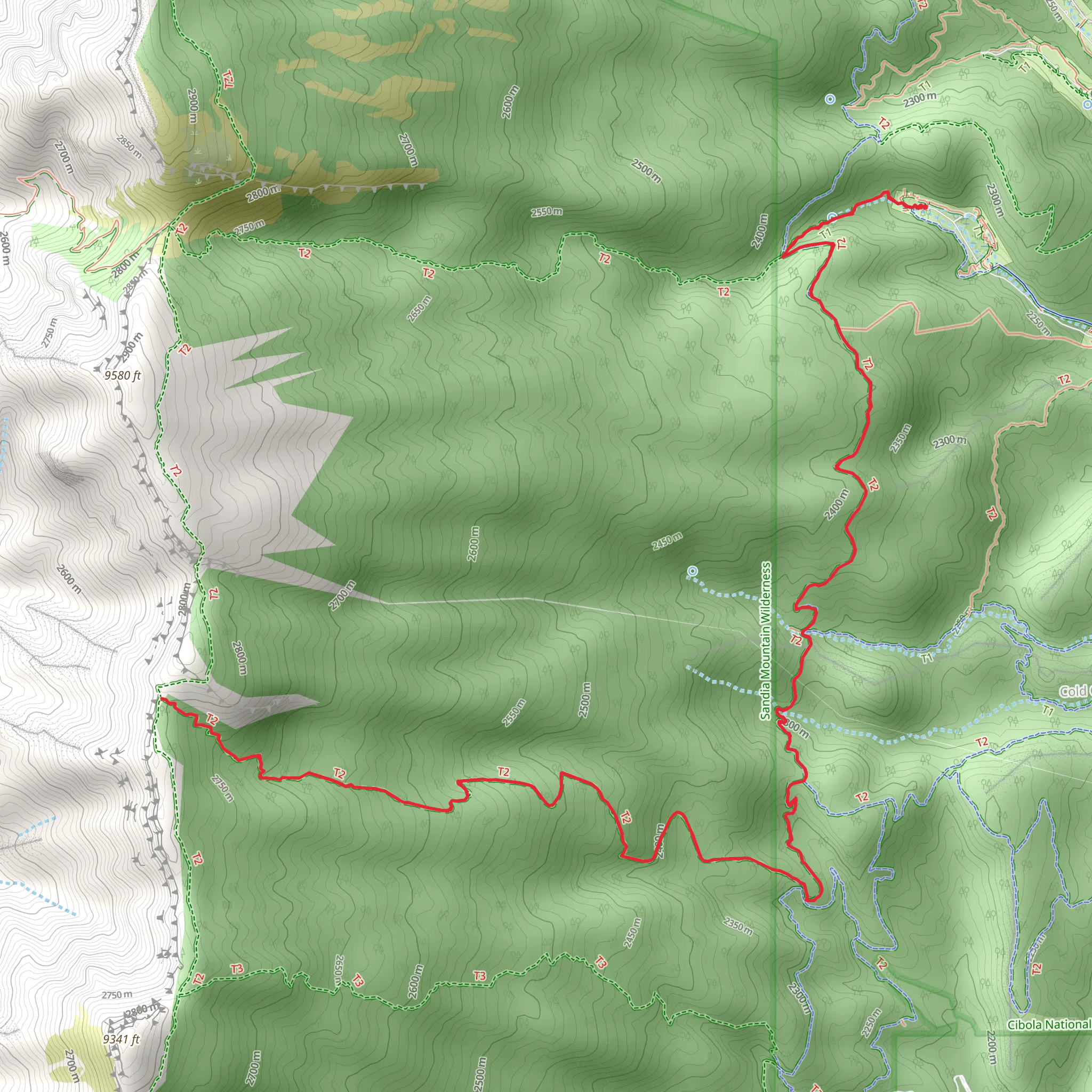Canoncito Trail via Faulty Trail mobile static map
