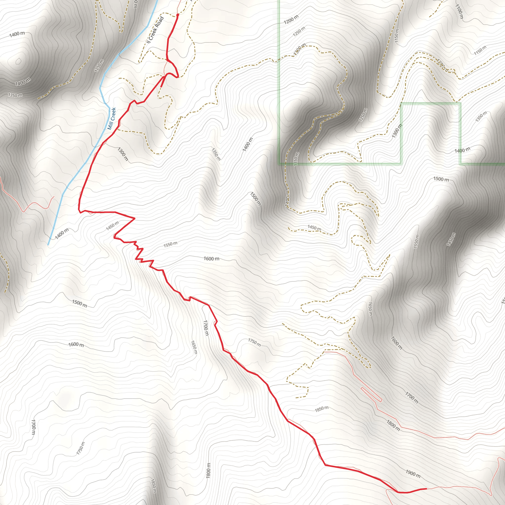 Mill Creek Trail Out and Back mobile static map