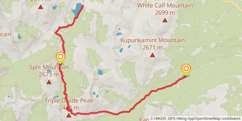Triple Divide via Pitamakan Pass Trail stage 3 Map