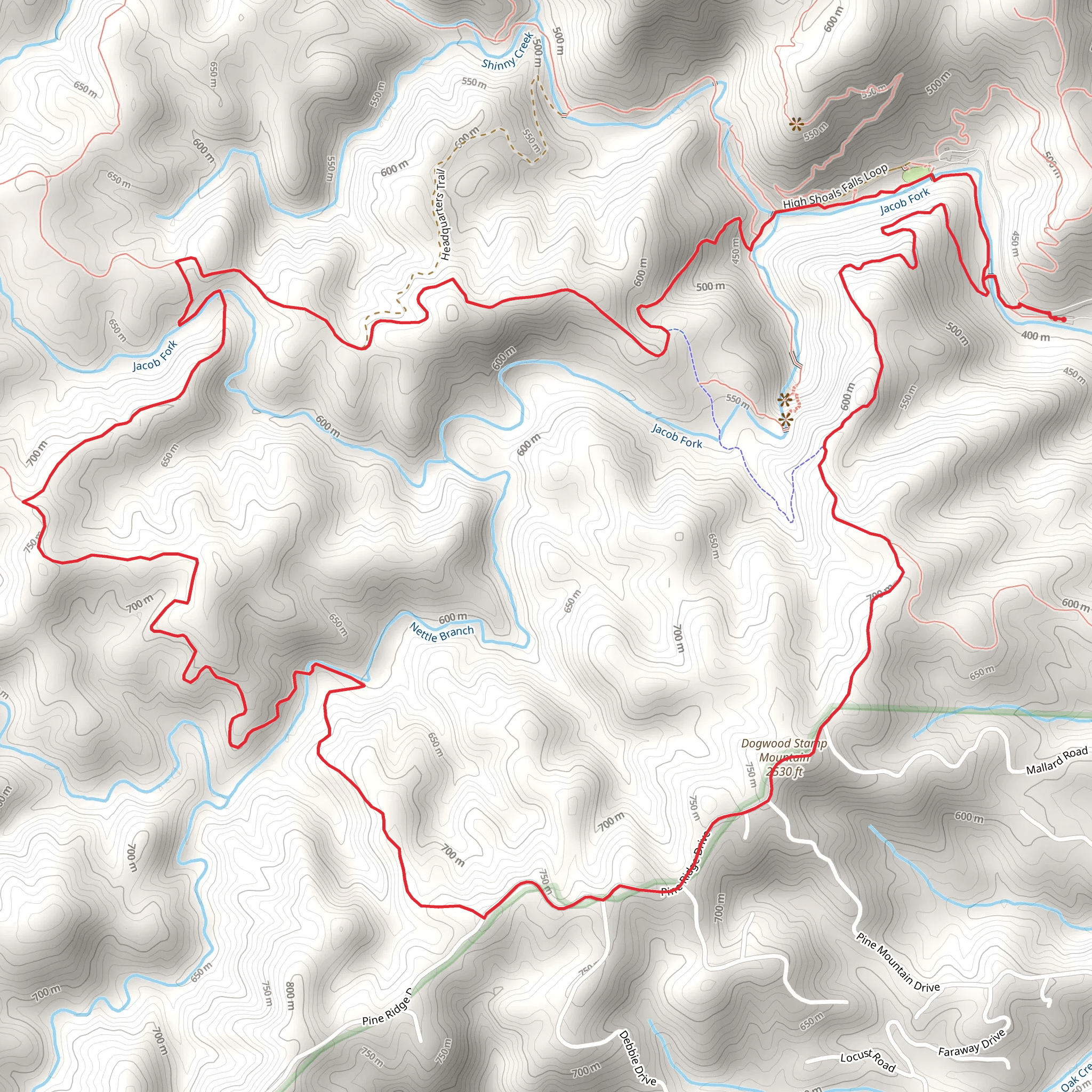 Raven Rock, Dogwood Stamp Mountain and Fox Loop Trail mobile static map