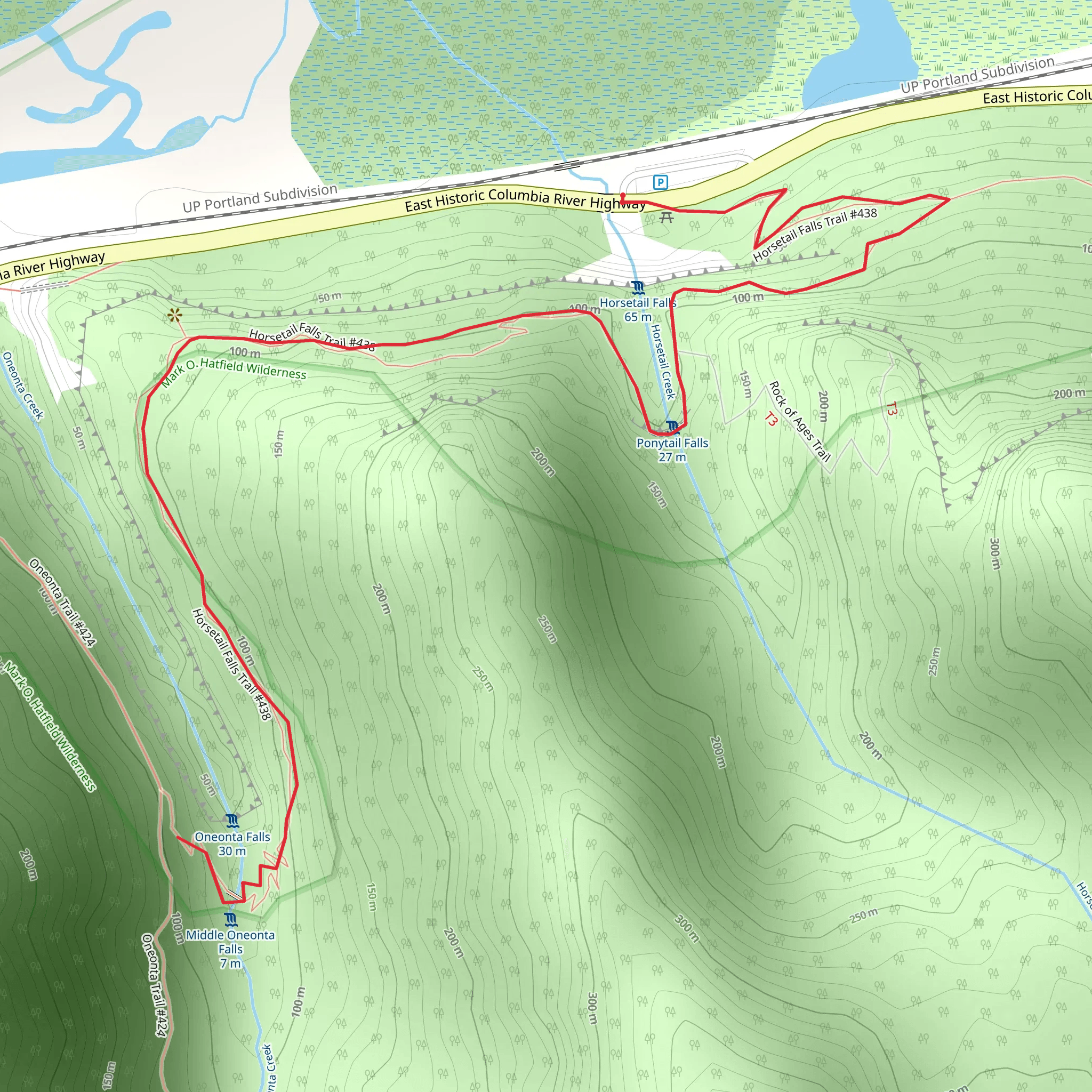Horsetail Falls Trail mobile static map