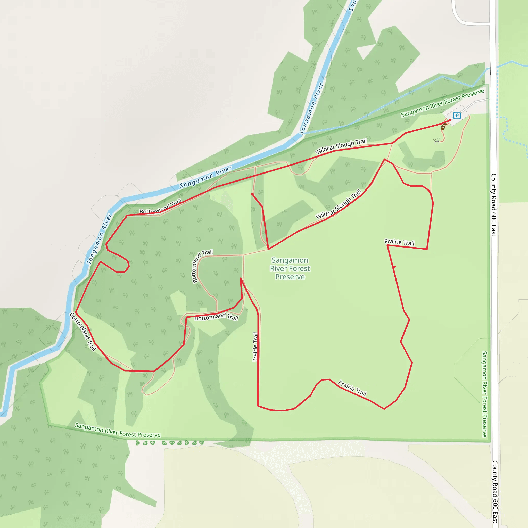 Loop beside Sangamon River mobile static map