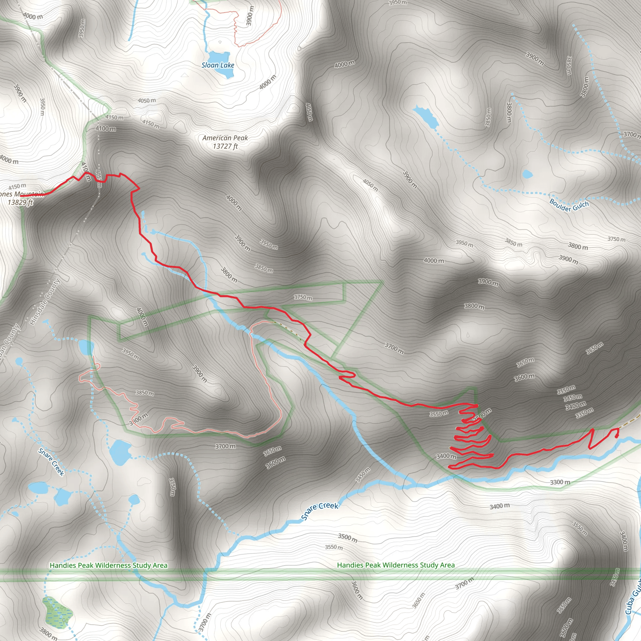 Jones Mountain via Cuba Gulch mobile static map