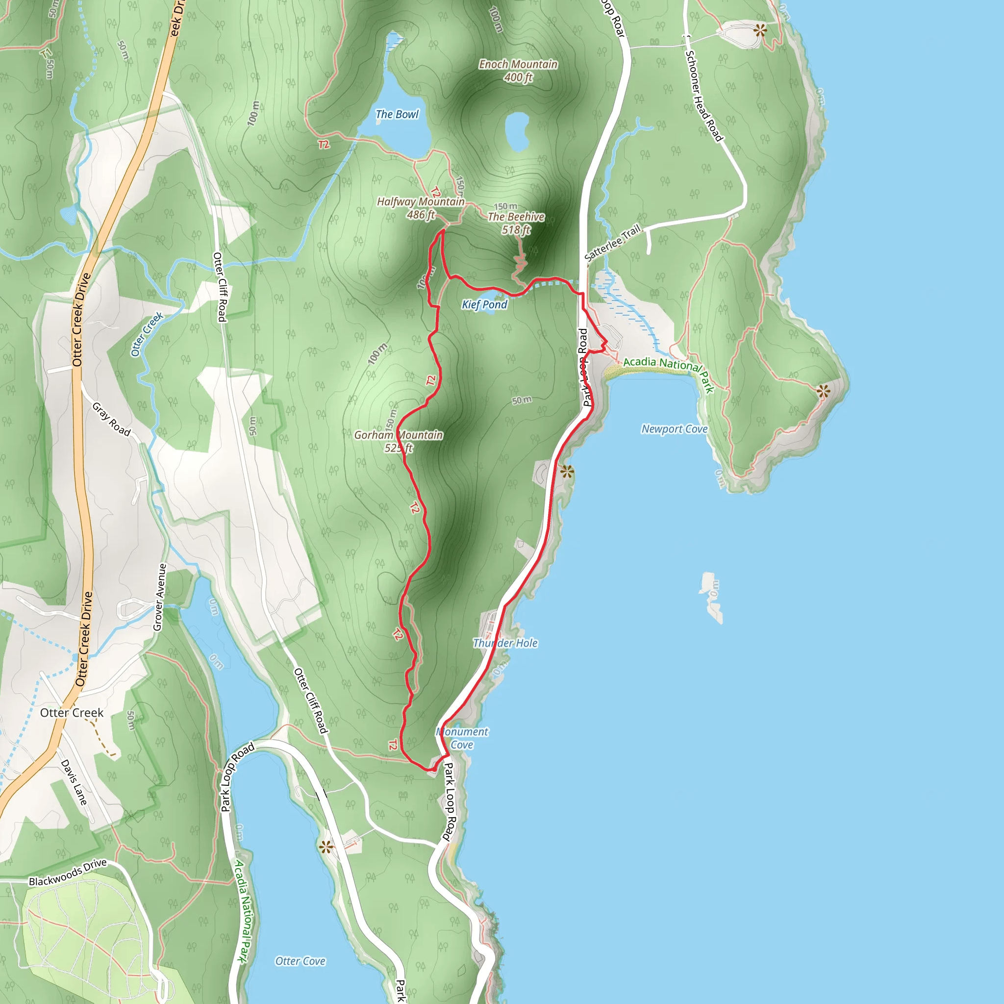 Gorham Mountain Loop mobile static map