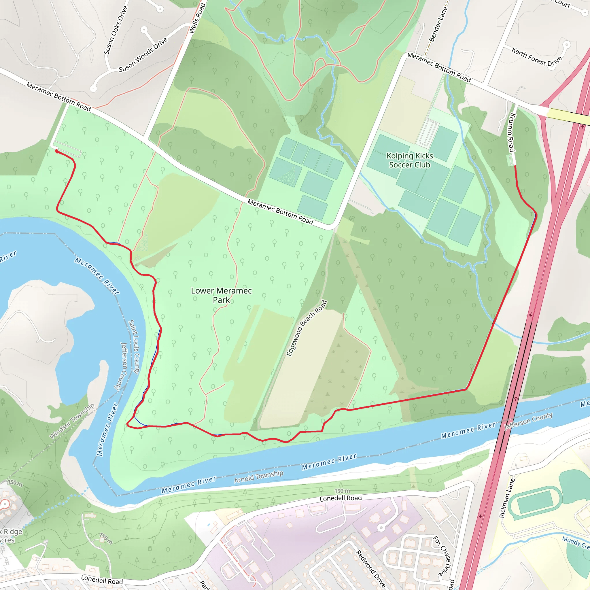 Meramec River from Holzer Park Road mobile static map