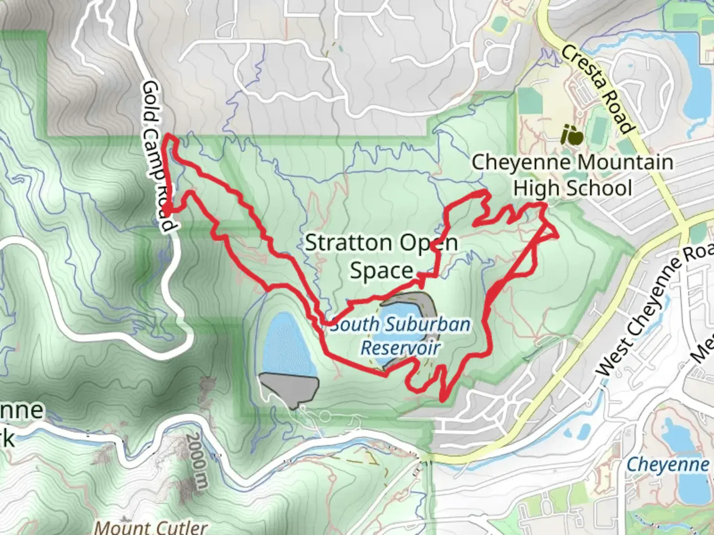 An image depicting the trail South Suburban Reservoir Loop and its surrounding area.