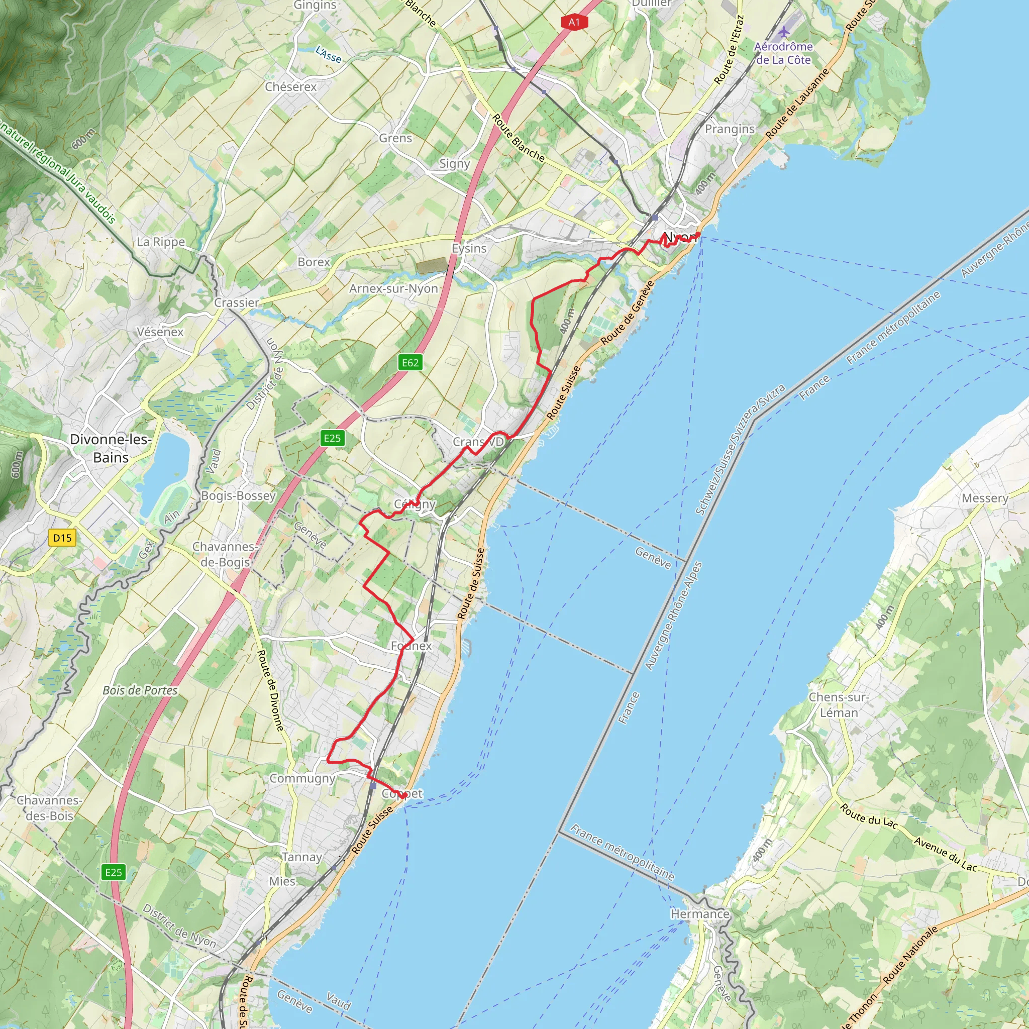 Coppet to Nyon mobile static map