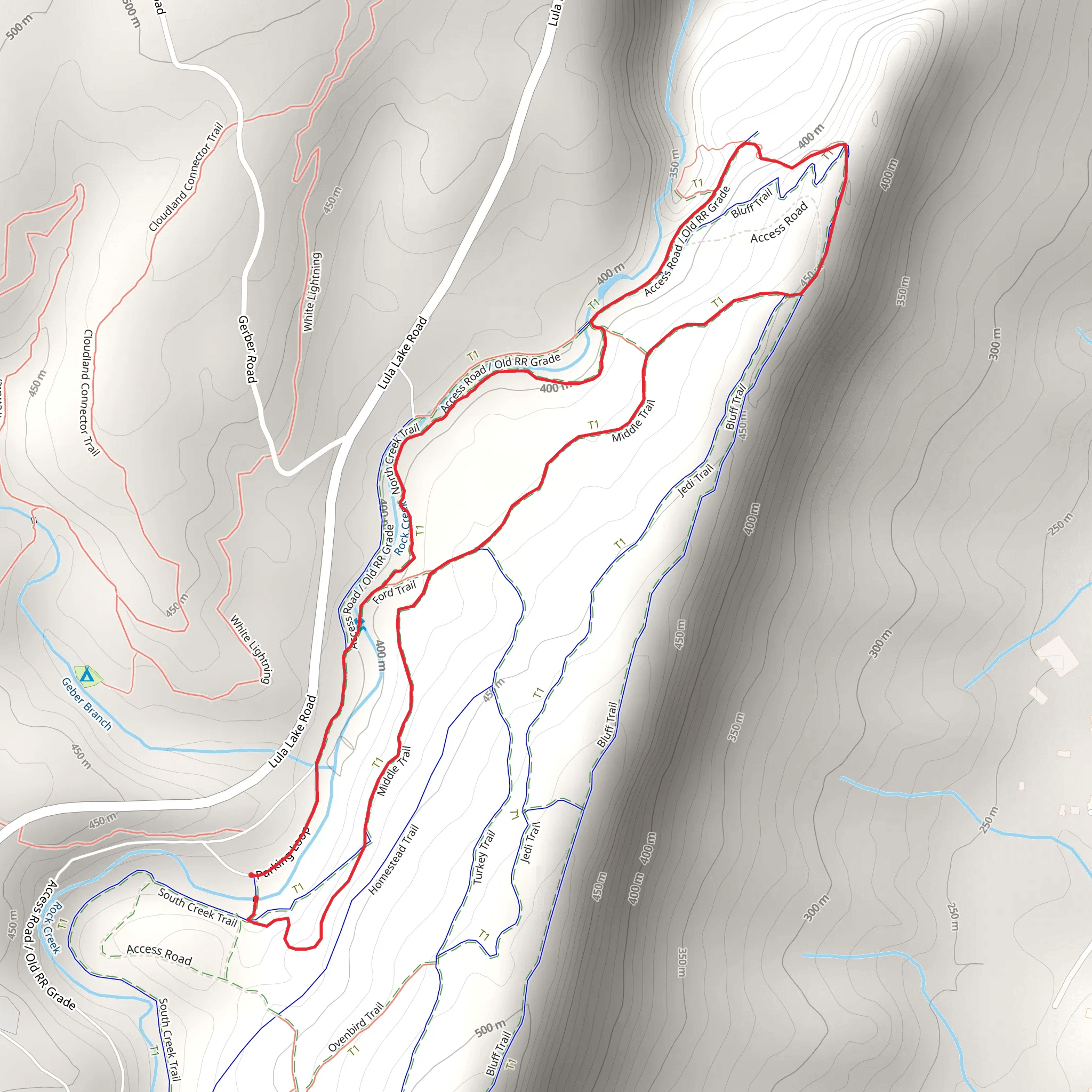 North Creek Trail and Middle Loop Trail mobile static map