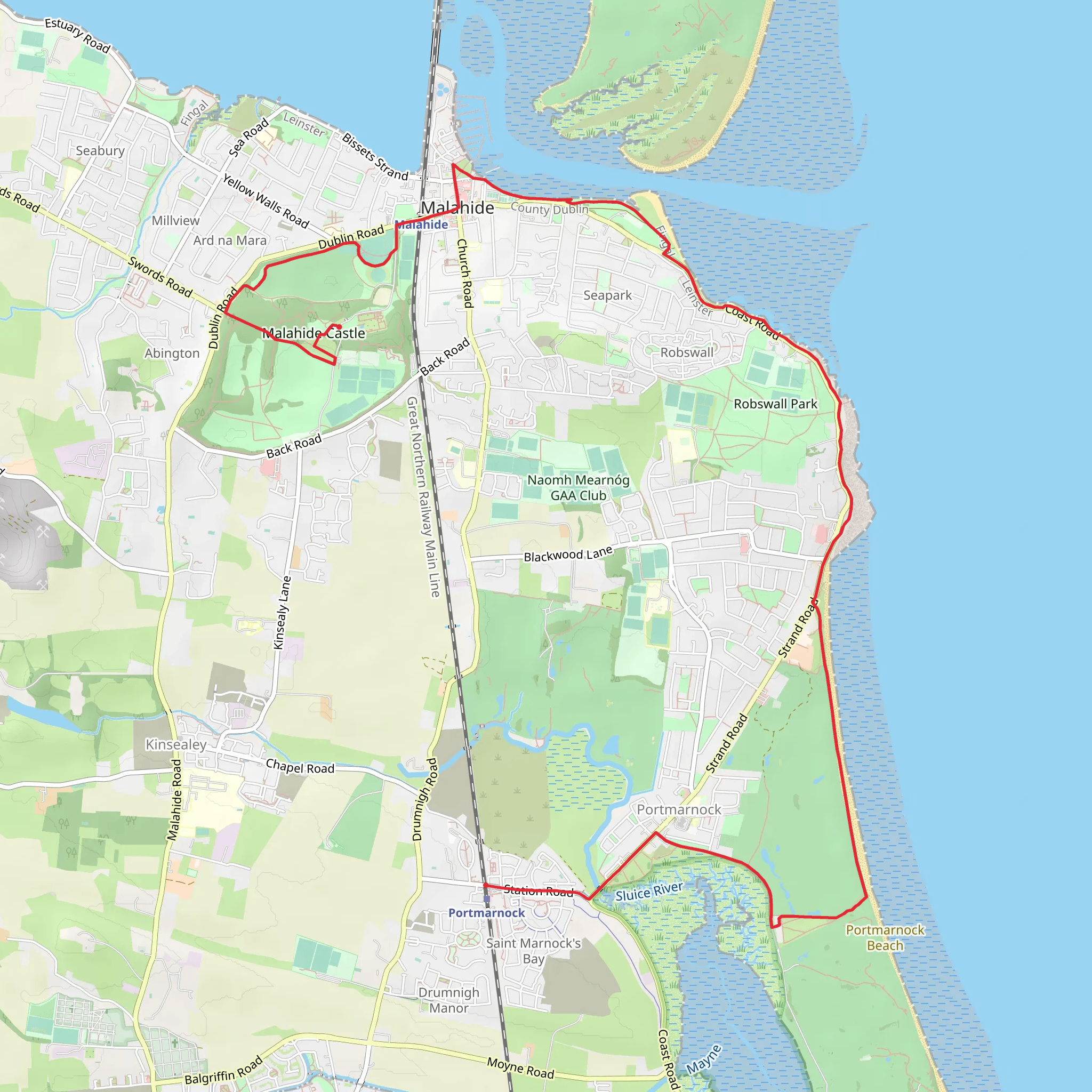 Portmarnock to Malahide Trail mobile static map