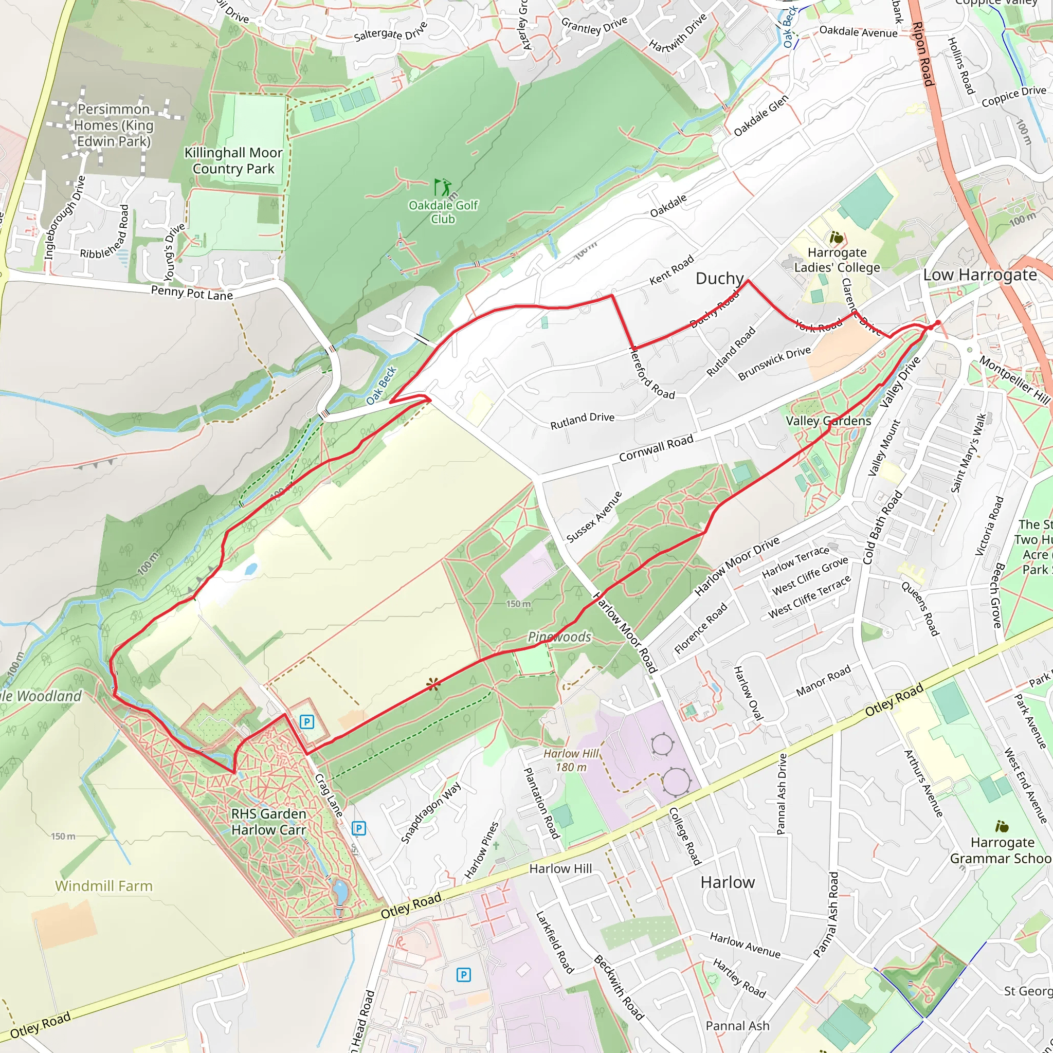 Harrogate Woodland and Parks mobile static map