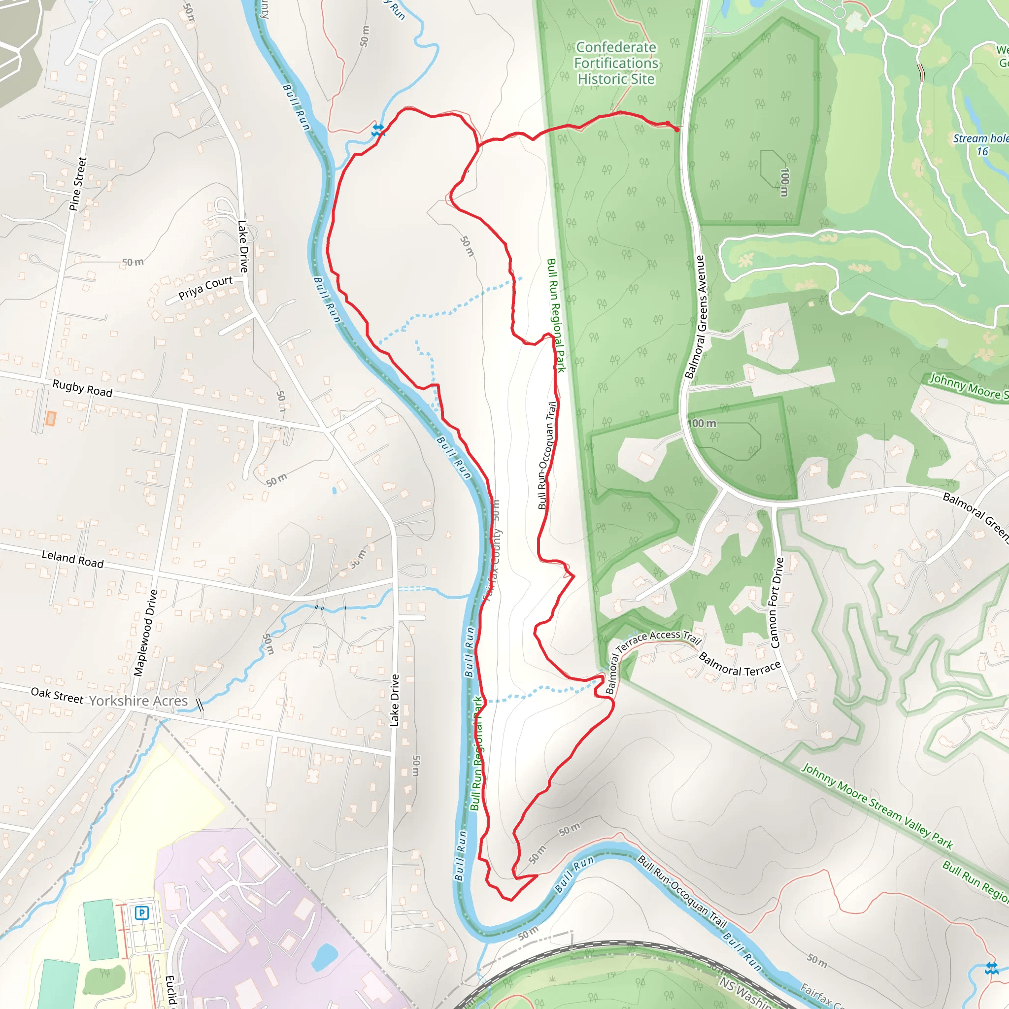 Alongside Bull Run Trail and Bull run Occoquan Loop Trail mobile static map