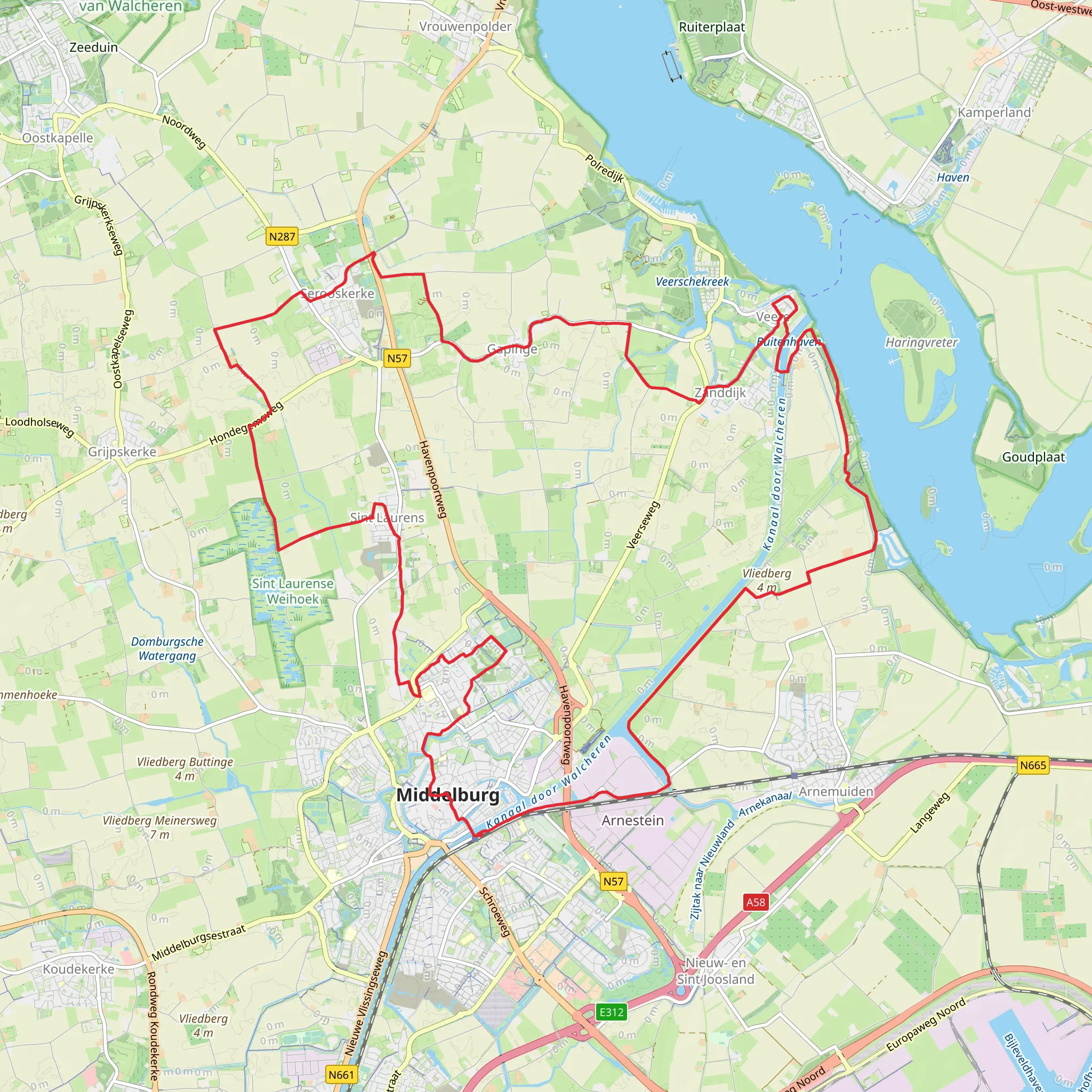 Vliedberg, Aalvanger and Veersepoort Loop mobile static map