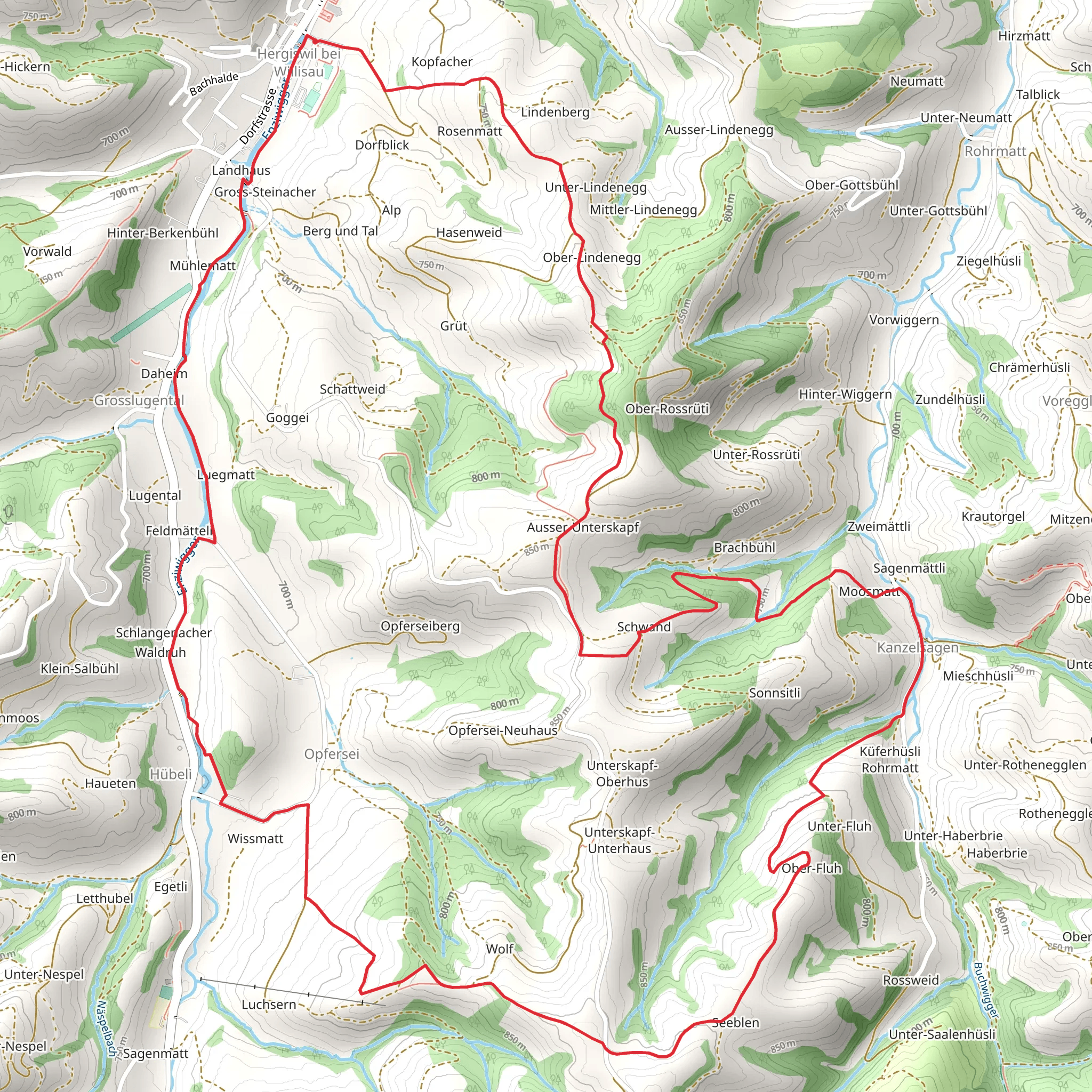 Rundwanderung Hergiswil - Chanzelsagen mobile static map