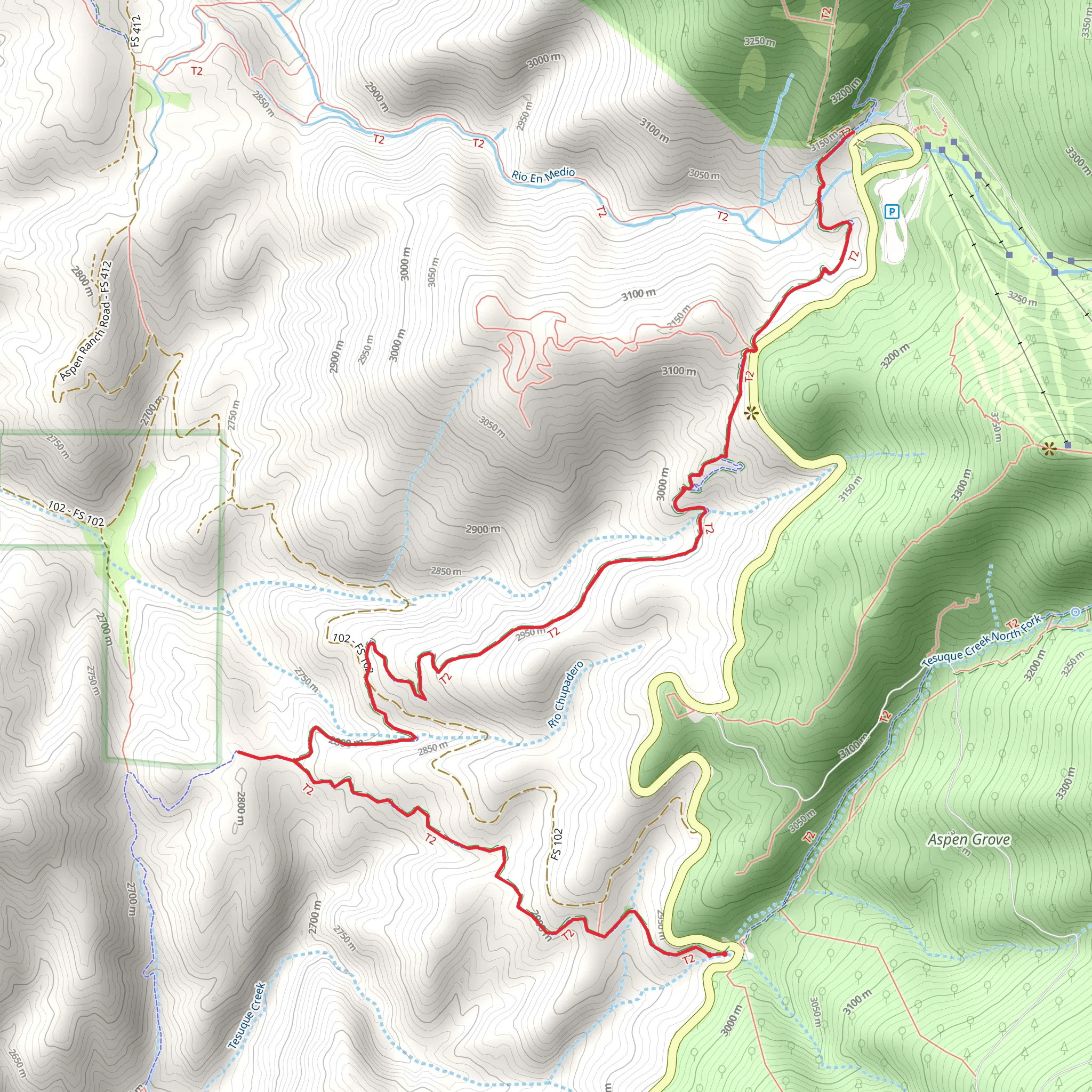 Aspen Basin Campground via Winsor Trail mobile static map
