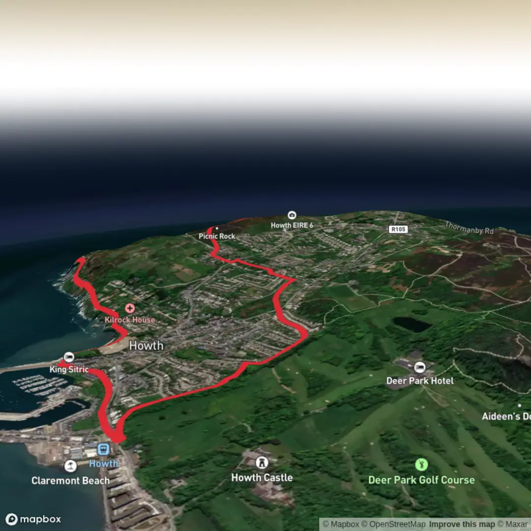 An image depicting the trail Howth Cliff Path Loop - Green and its surrounding area.