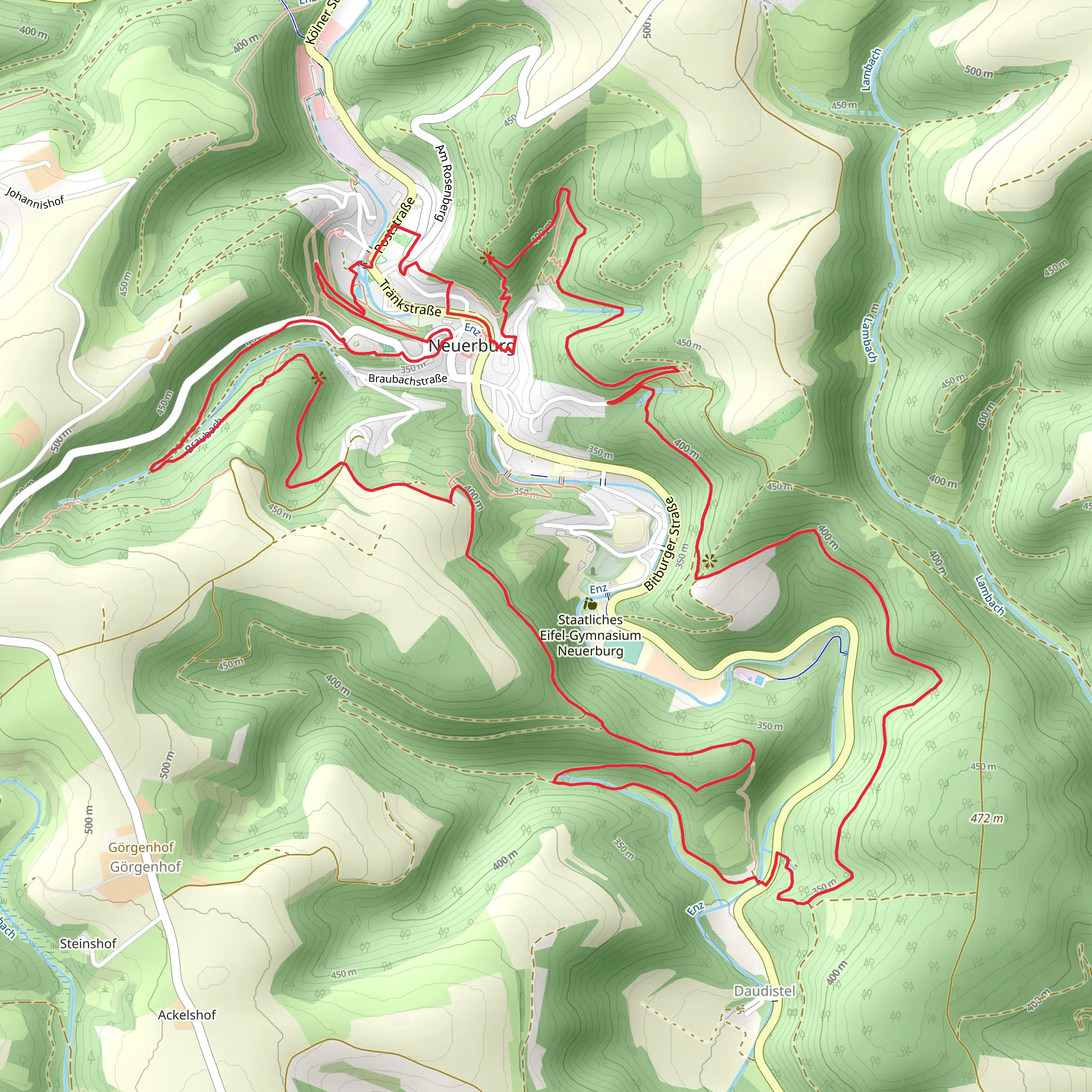 Jugendburg Neuerburg, Ruine Beilsturm and Neuerburg Daudistel Loop mobile static map