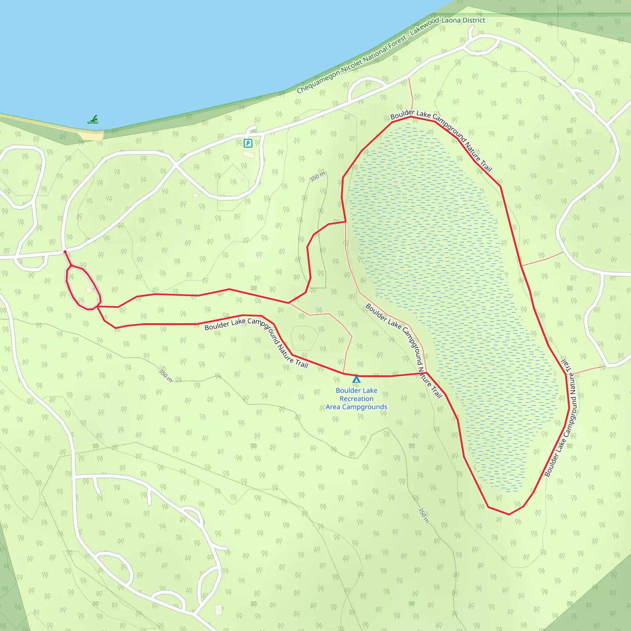 Boulder Lake CG Nature Loop Trail mobile static map