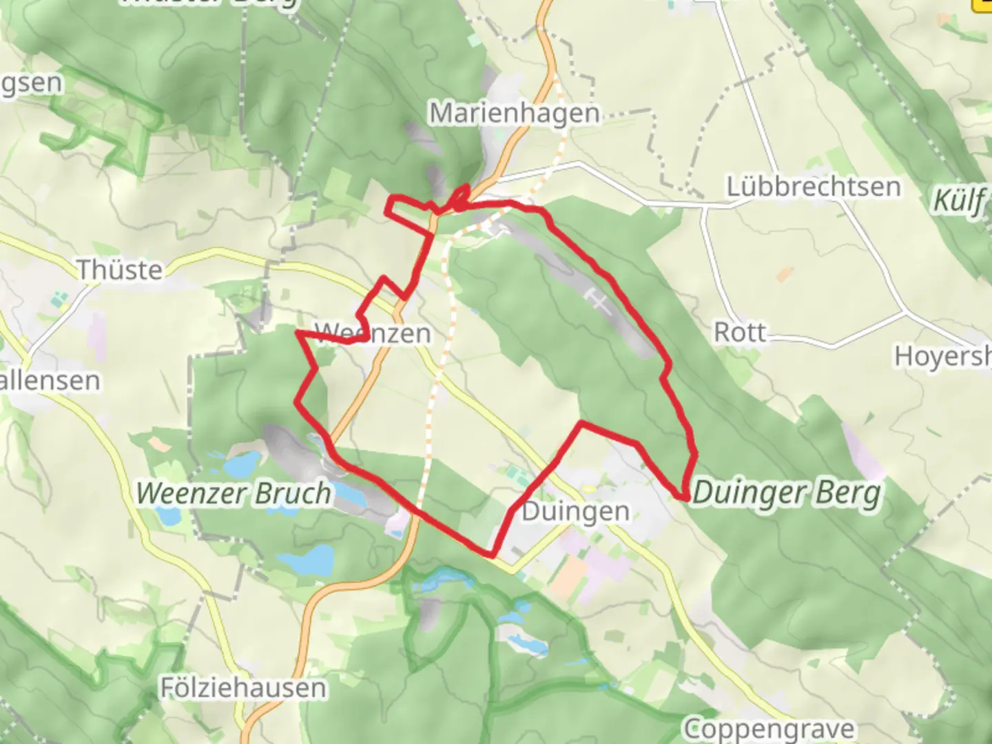 An image depicting the trail DU 3 Pottlandweg and Kansteinweg and its surrounding area.