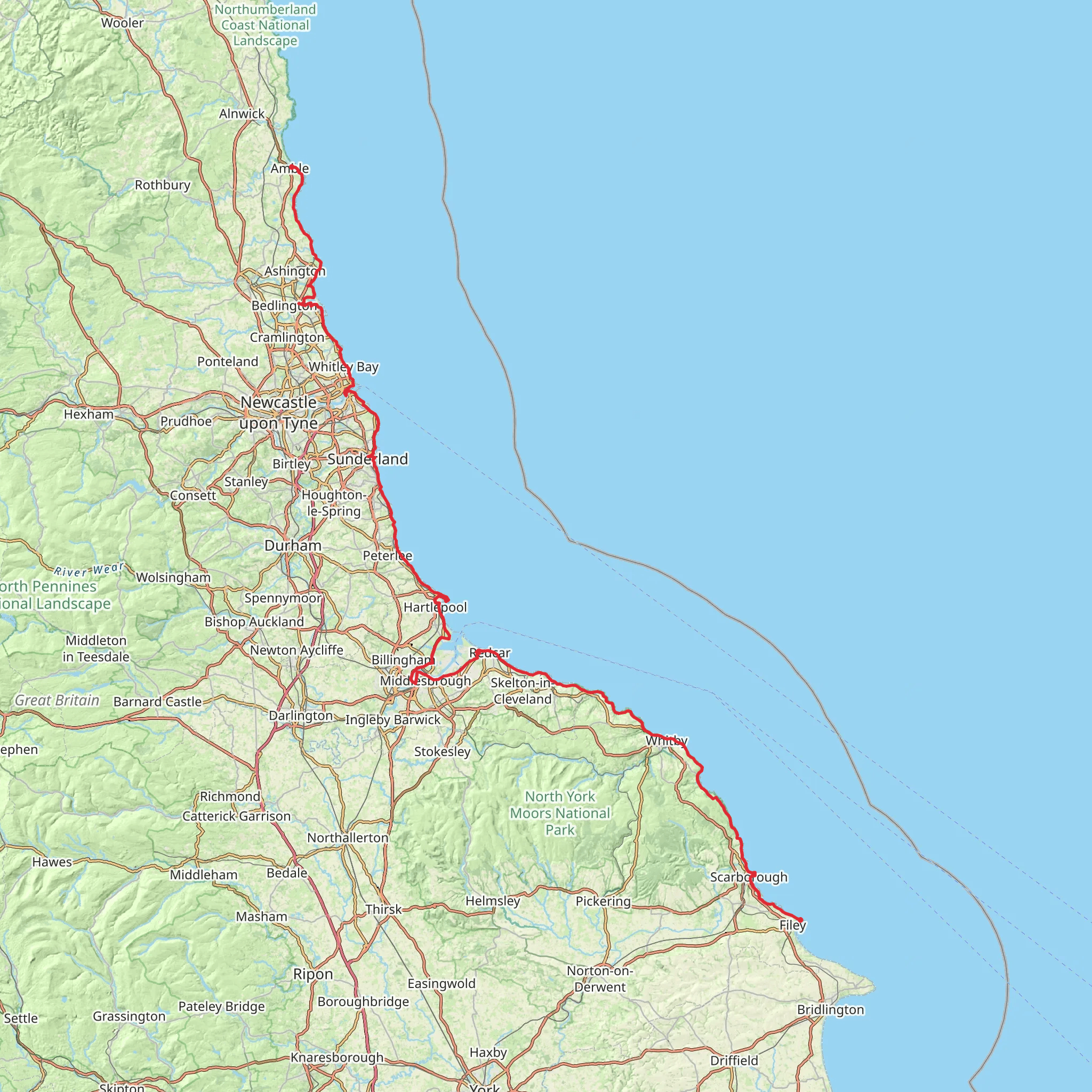 England Coast Paths - Northeast mobile static map
